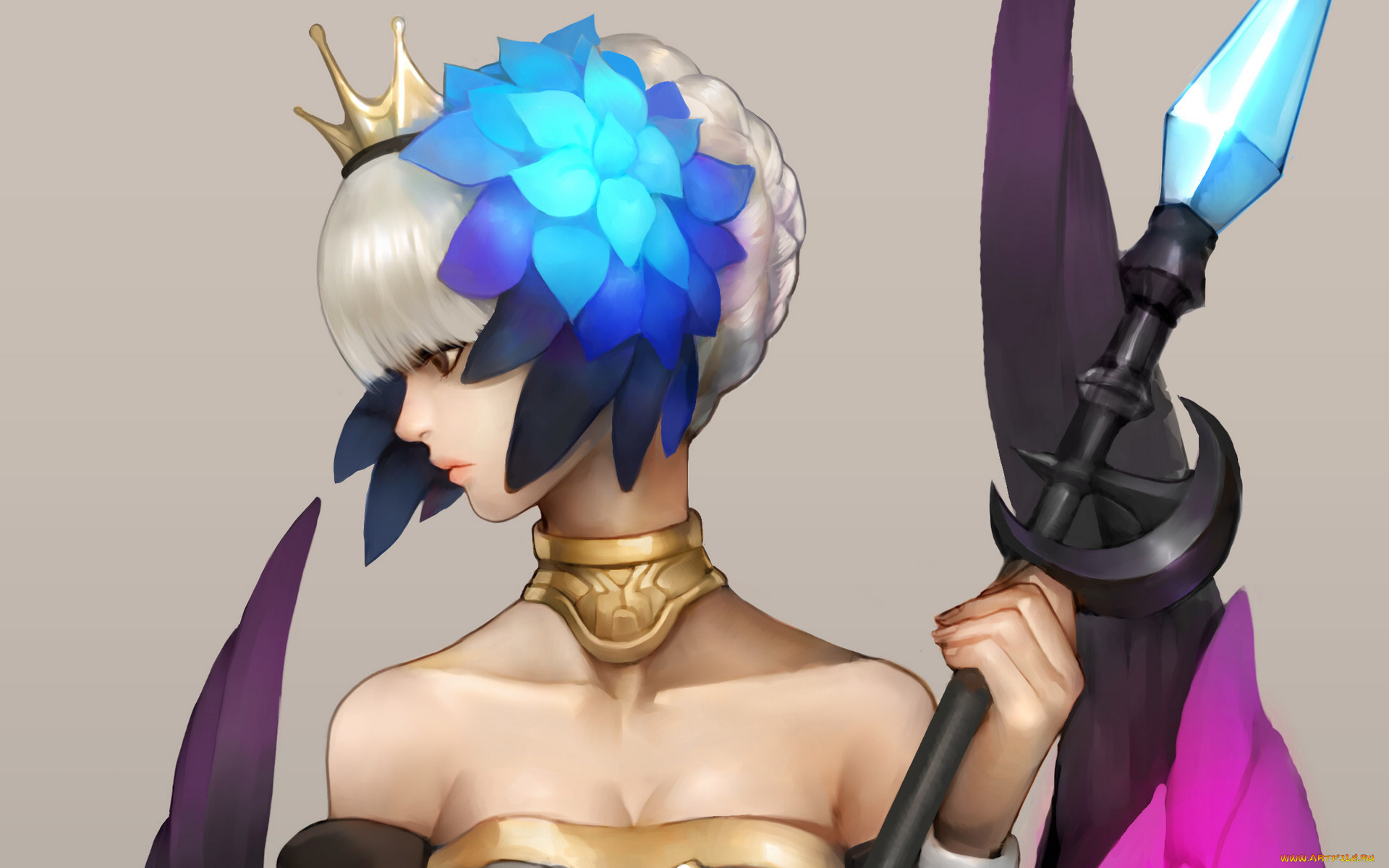 рисованные, люди, корона, девушка