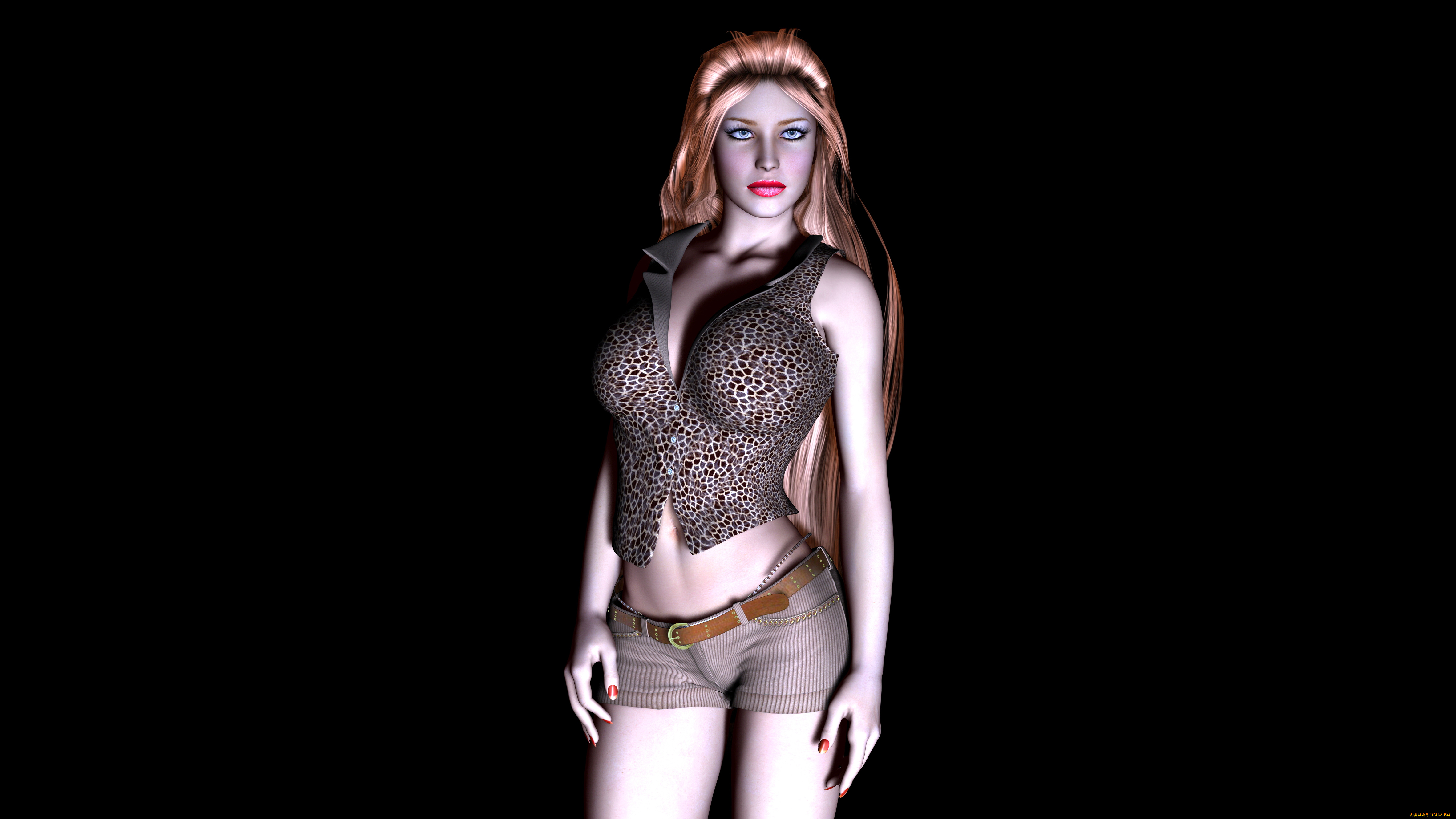 3д, графика, people, люди, рыжеволосая, взгляд