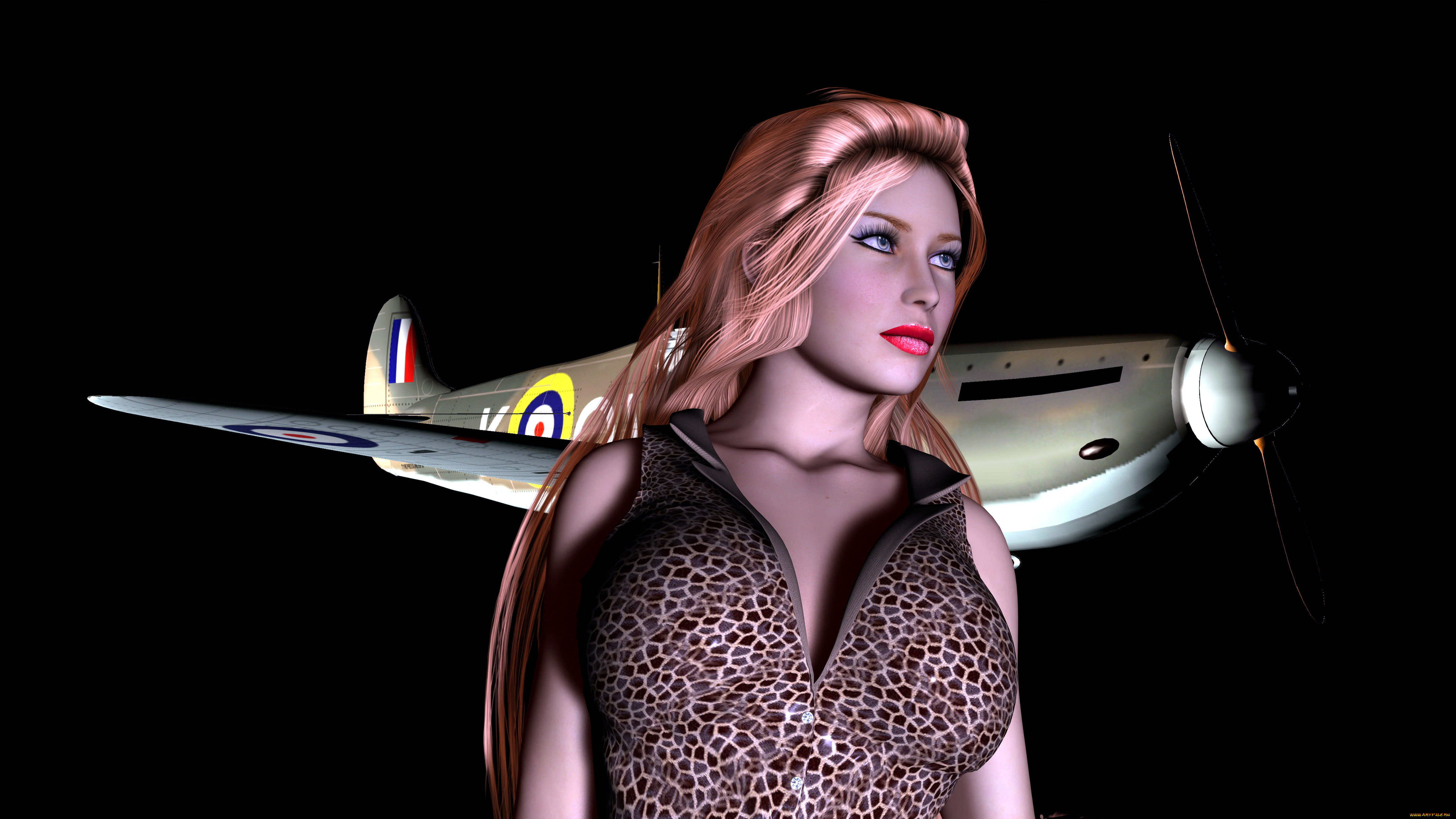 3д, графика, people, люди, взгляд, самолет