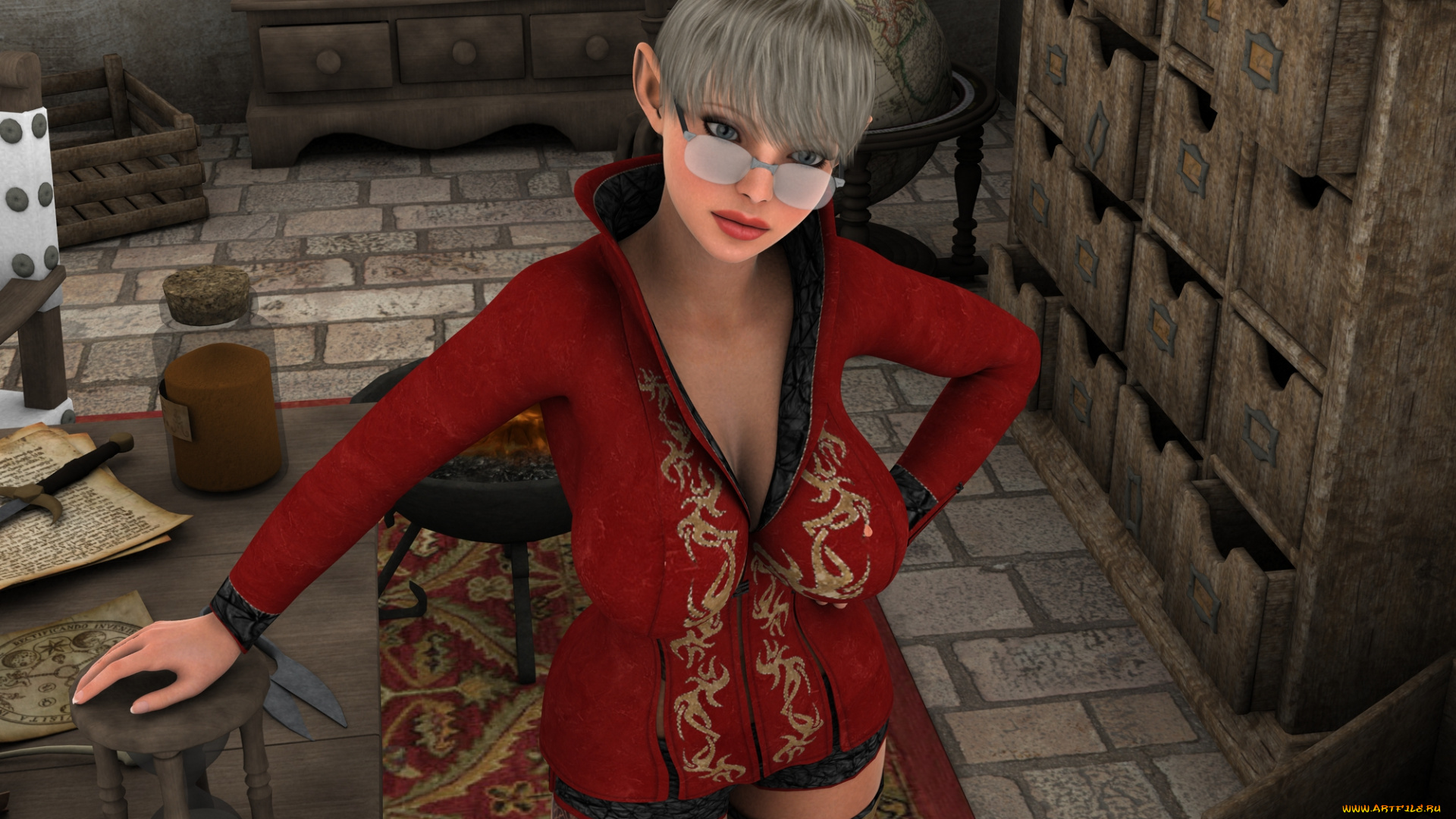 3д, графика, эльфы, , elves, очки, взгляд, девушка