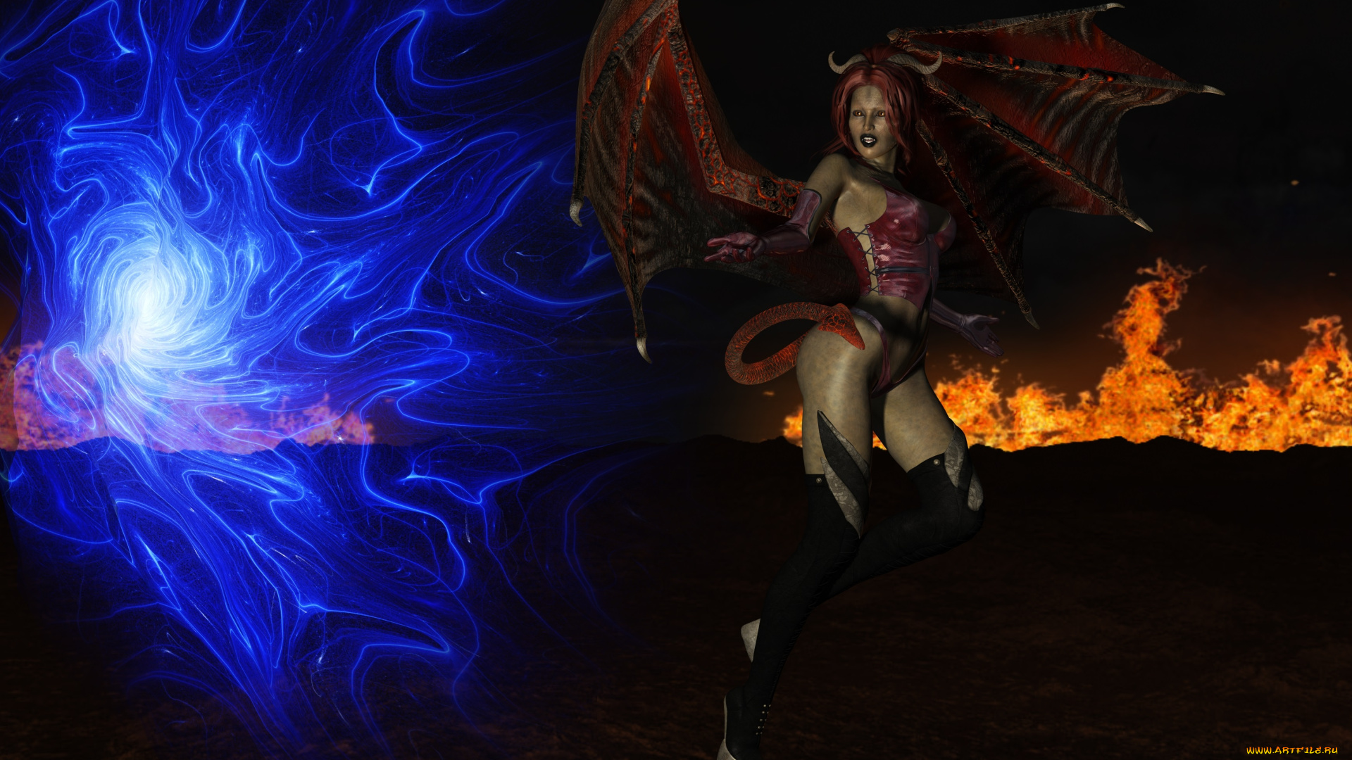 3д, графика, фантазия, , fantasy, огонь, кастаника, магия