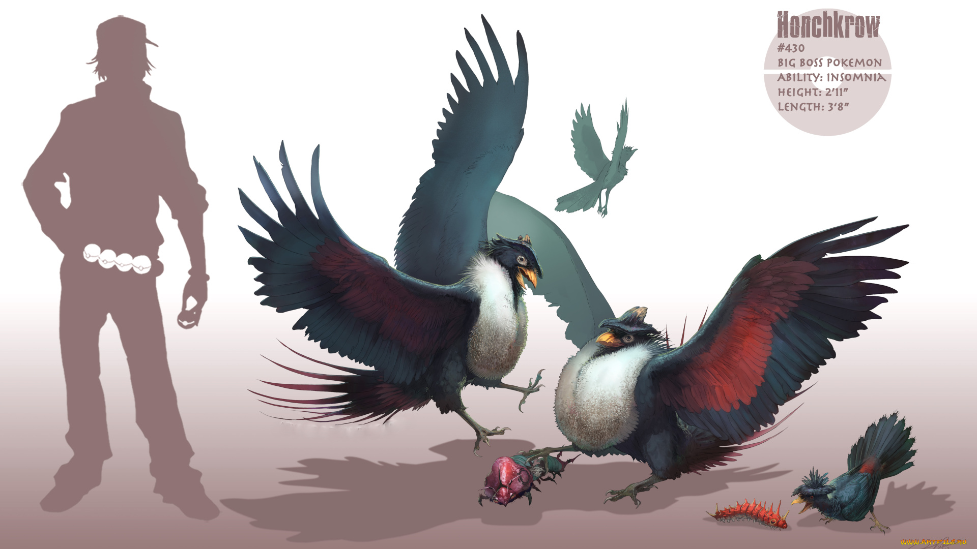 аниме, pokemon, арт, парень, покемоны, покебол, фон, силуэт