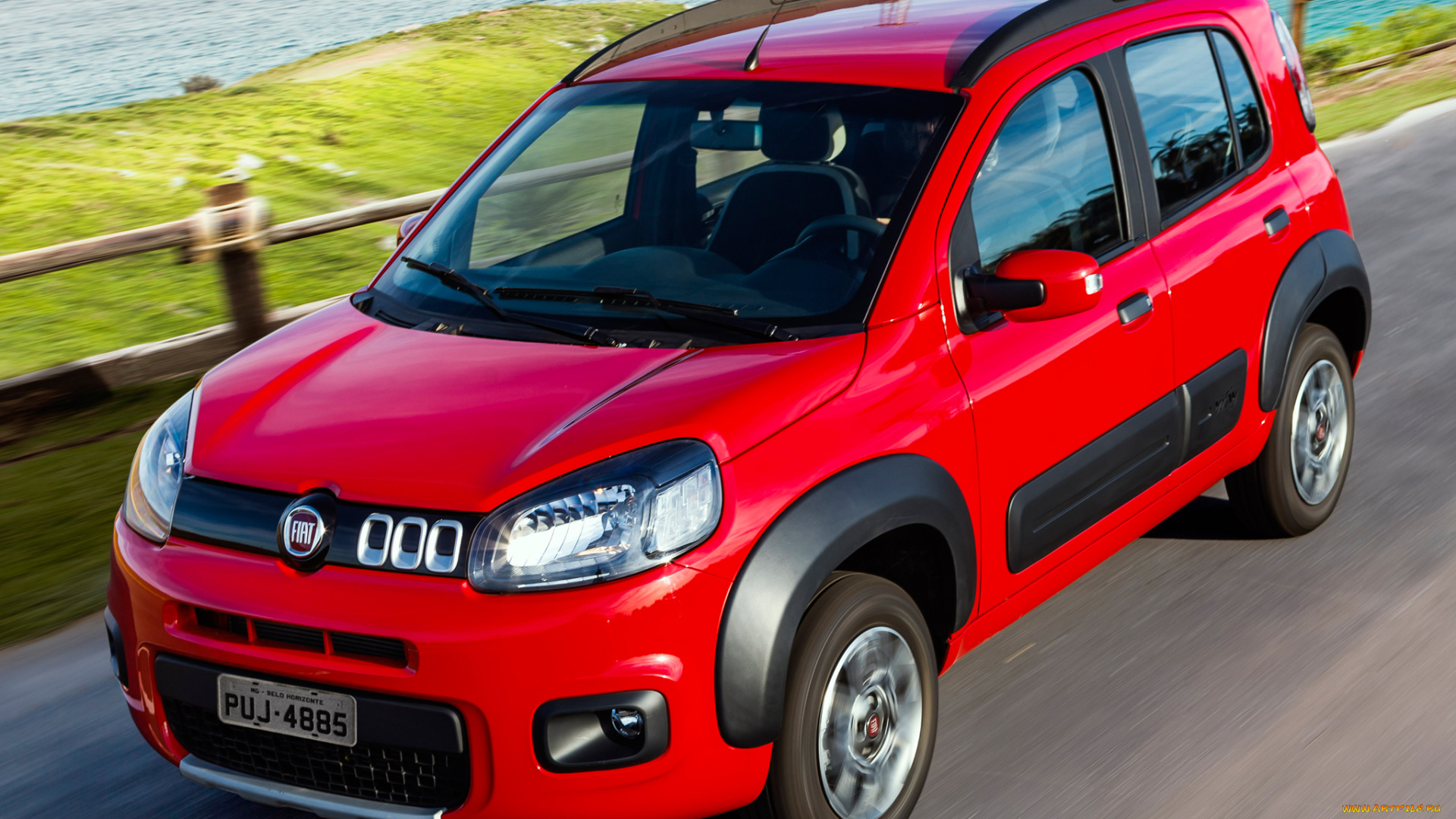 автомобили, fiat, uno, way, 2014г, красный