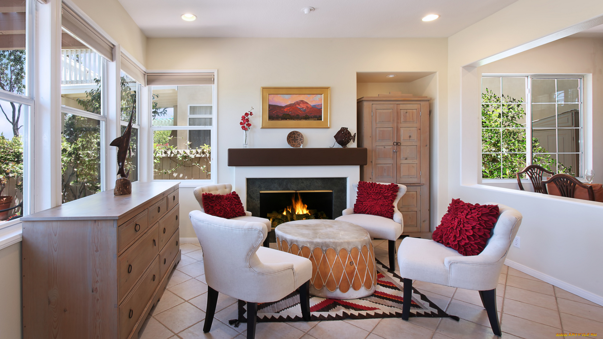 интерьер, мебель, стиль, дизайн, камин