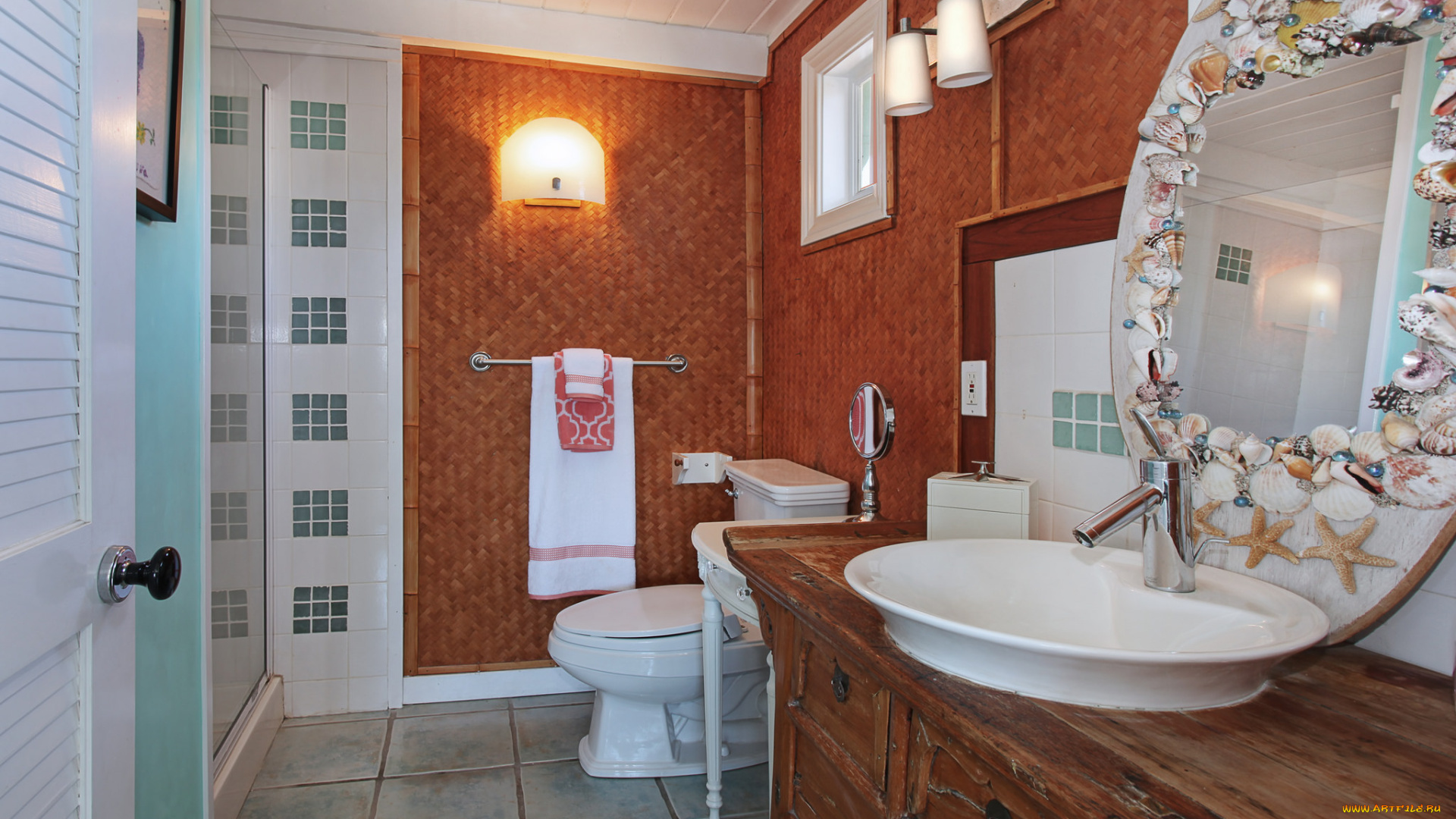 интерьер, ванная, и, туалетная, комнаты, ванная, стиль, дизайн