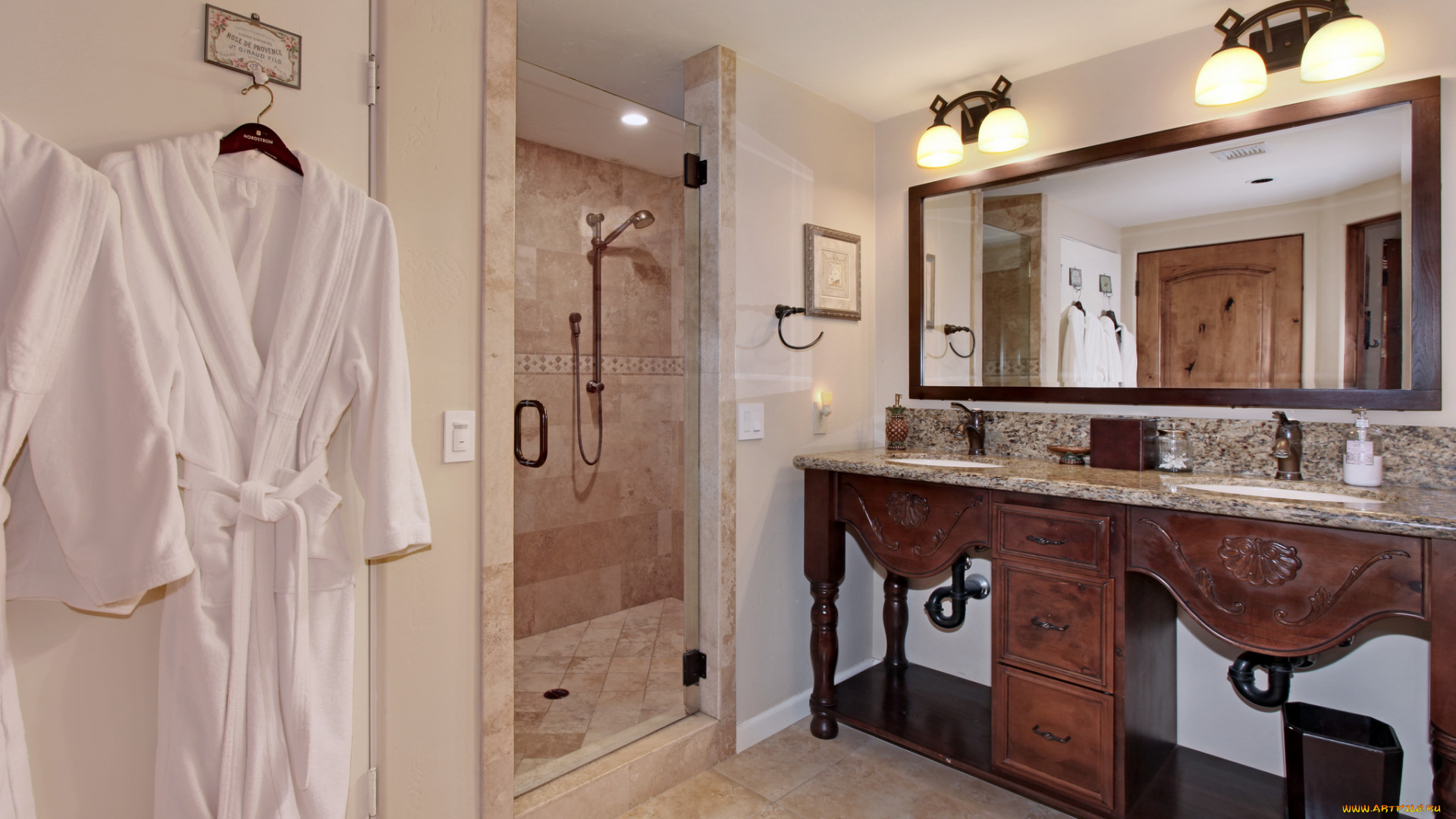 интерьер, ванная, и, туалетная, комнаты, ванная, стиль, дизайн