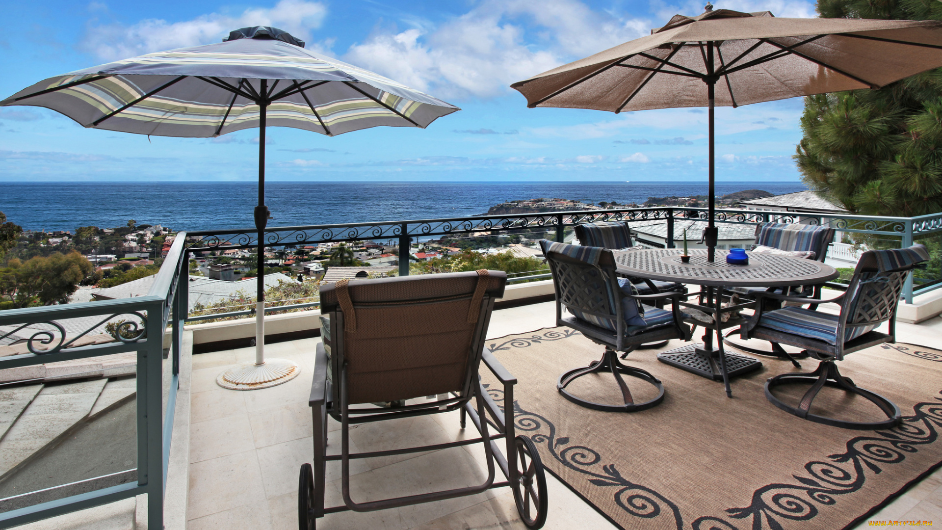 интерьер, веранды, , террасы, , балконы, балкон, стулья, зонтики, вид, море