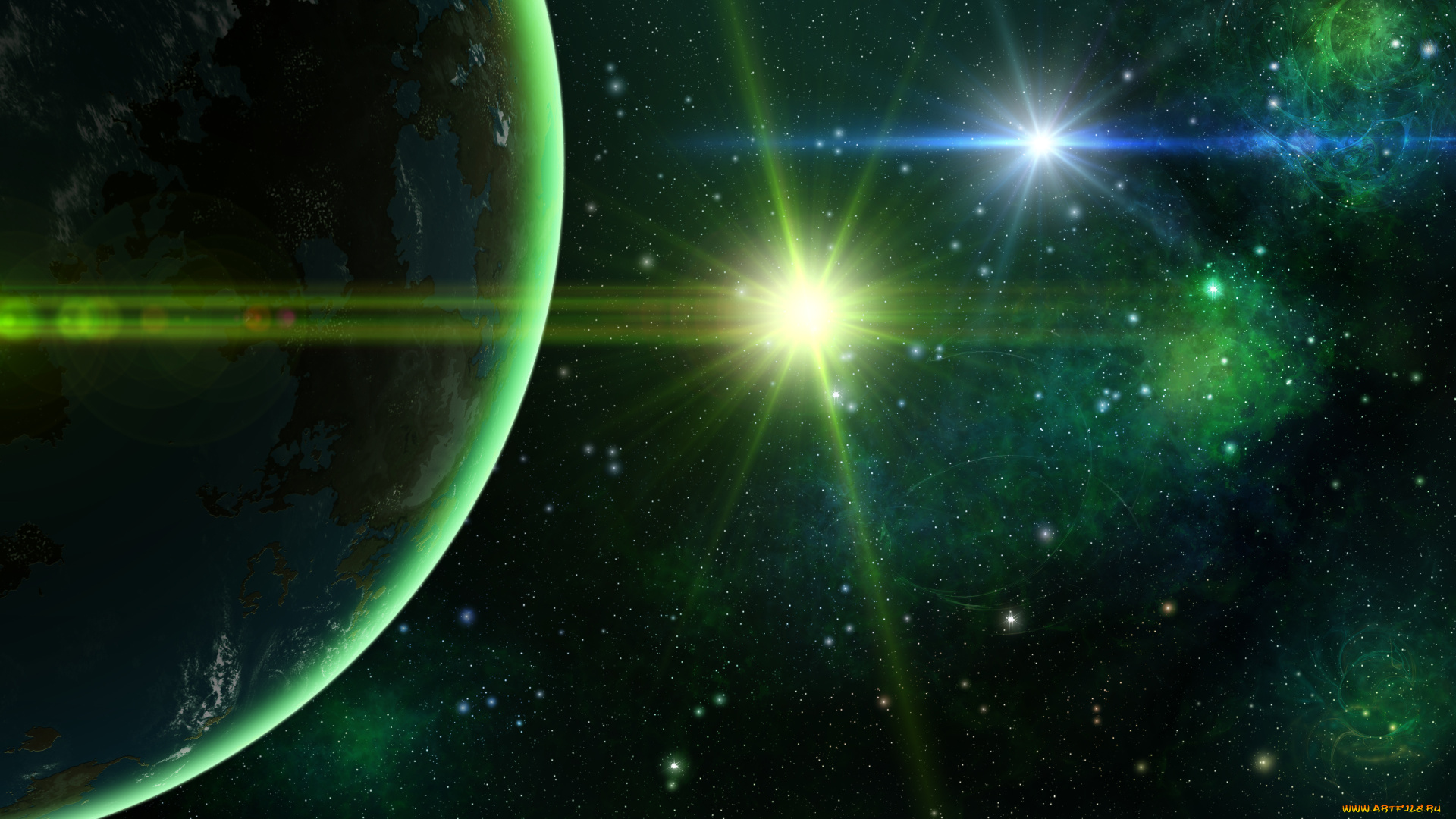 космос, арт, planet, space, звёзды, планета