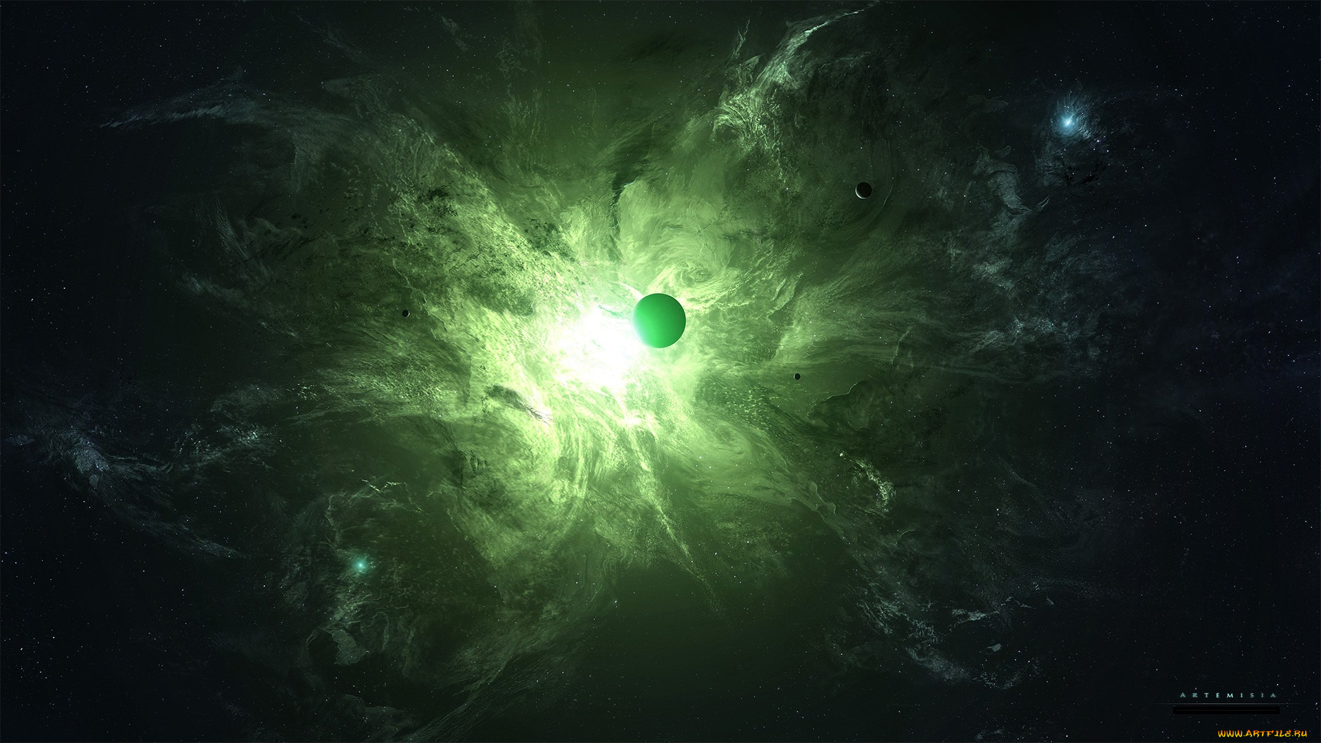 космос, арт, планеты, вселенная, сияние