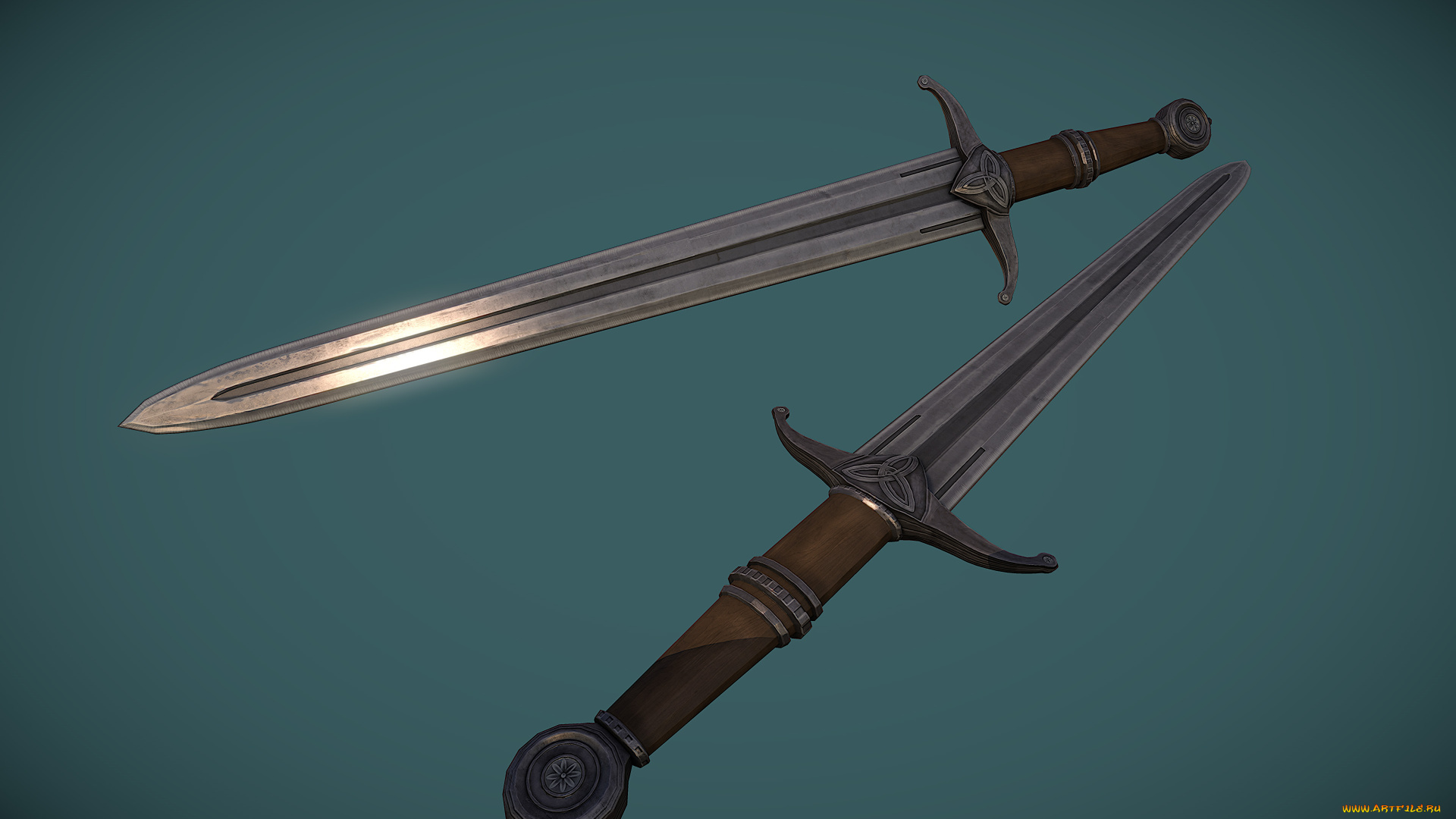 оружие, 3d, фон, меч