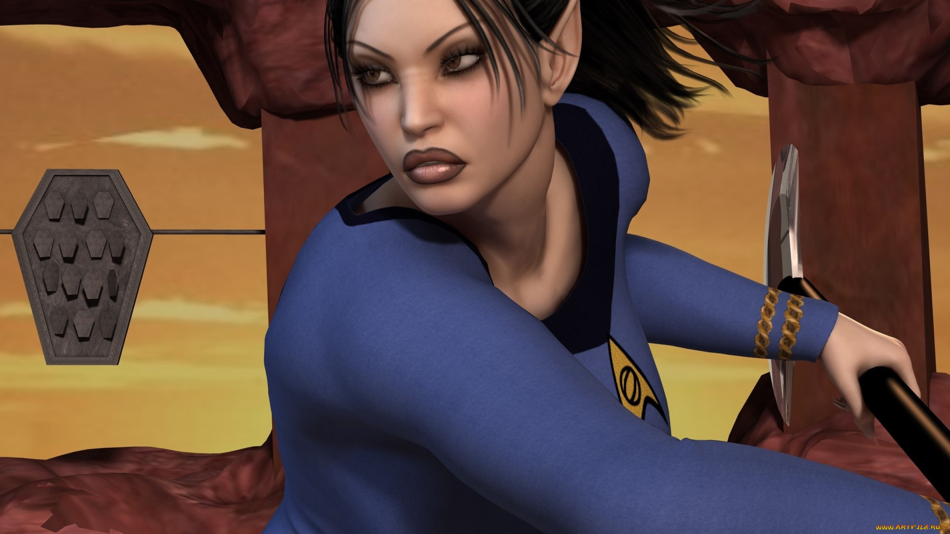 time, kirk, 3д, графика, фантазия, , fantasy, эльфийка, взгляд, поза