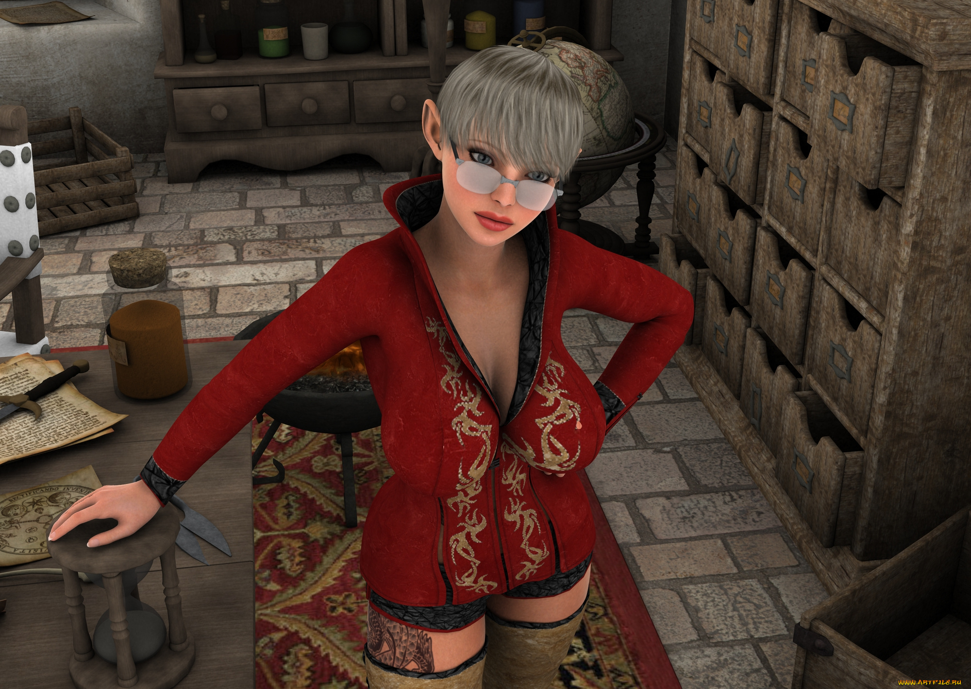 3д, графика, эльфы, , elves, очки, взгляд, девушка