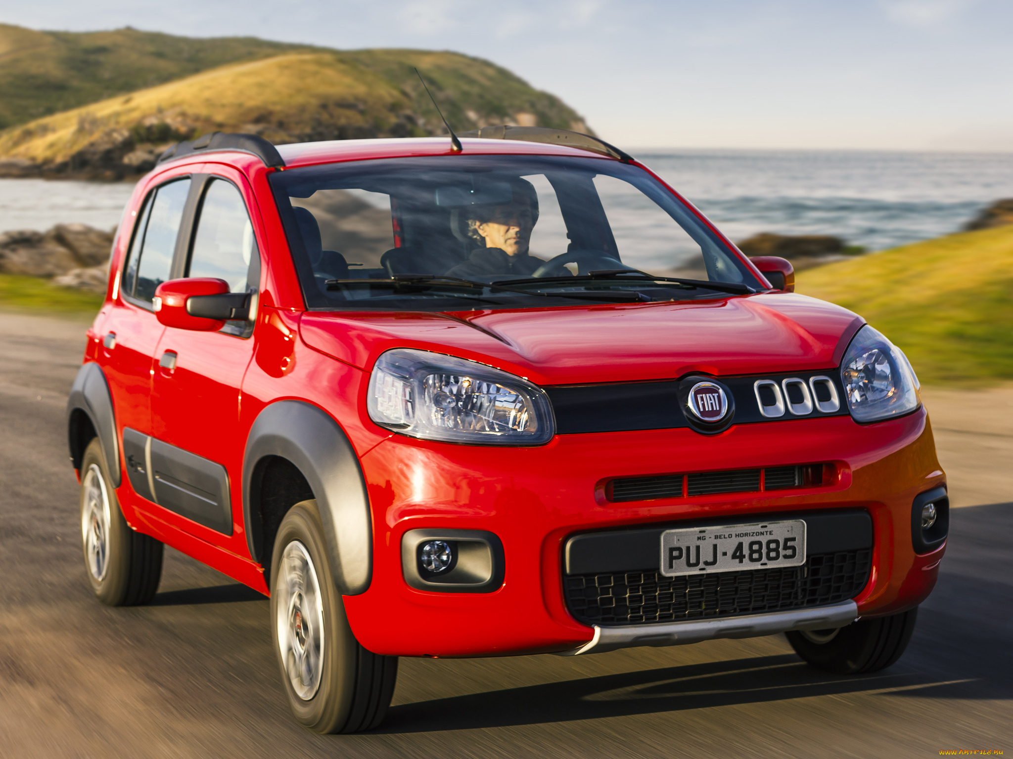 автомобили, fiat, uno, way, 2014г, красный