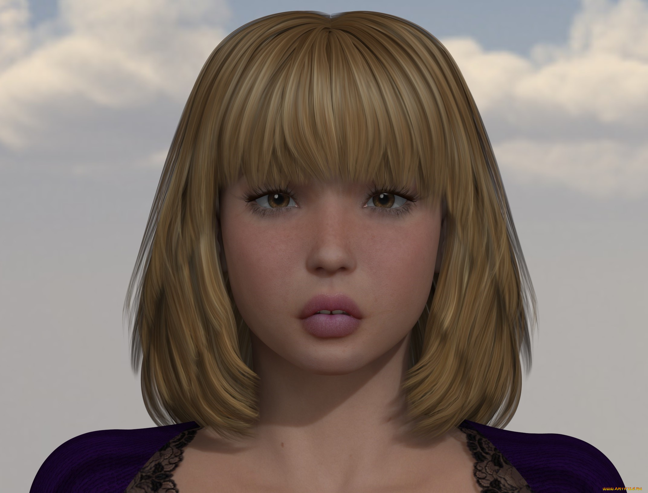 3д, графика, портрет, , portraits, девушка, взгляд, волосы