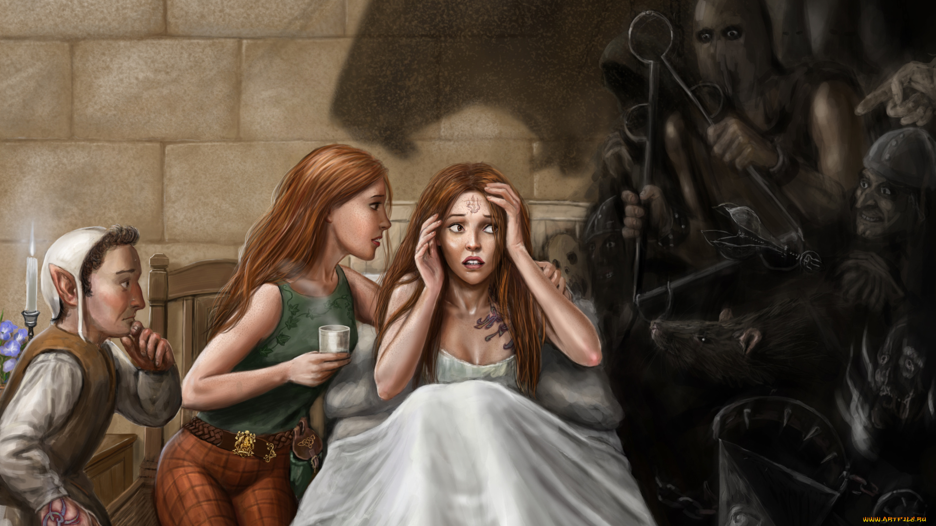 фэнтези, красавицы, и, чудовища, привидения, кошмар, девушки, ужас