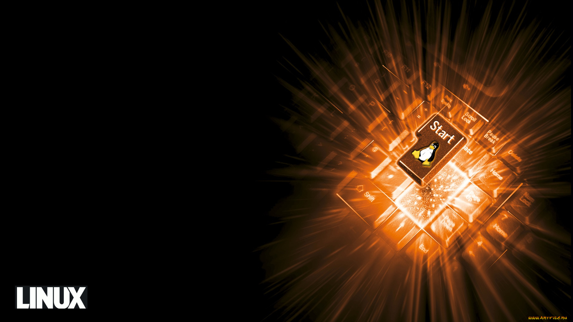 компьютеры, linux, пингвин, фон, логотип