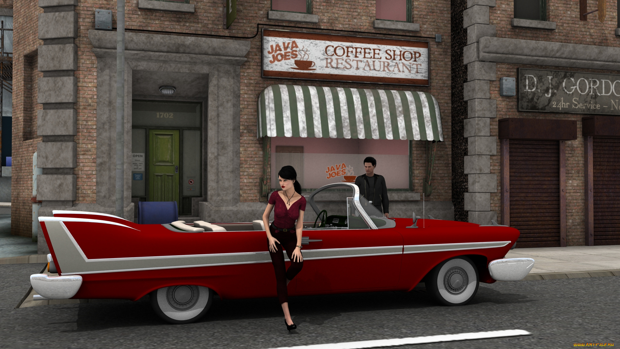 автомобили, 3d, car&girl, мужчина, автомобиль, фон, взгляд, девушка