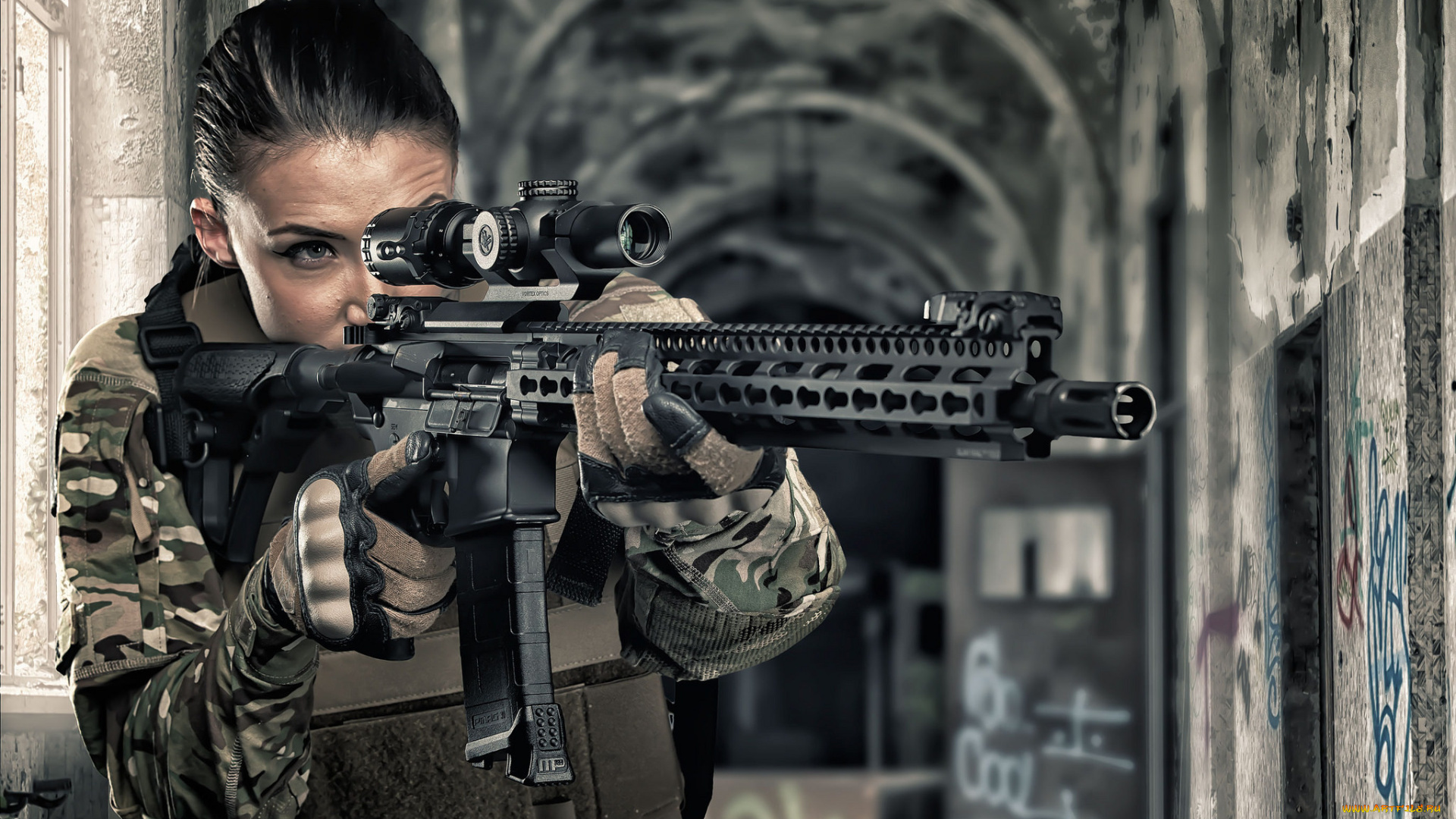 девушки, -unsort, , девушки, с, оружием, девушка, лицо, оружие, оптика, штурмовая, винтовка