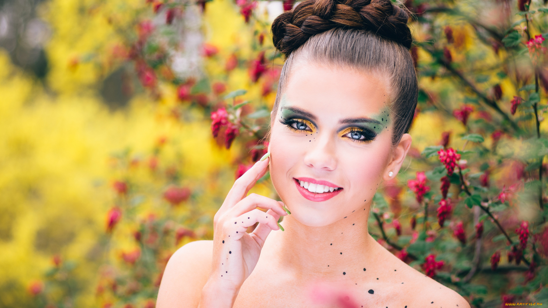 девушки, -unsort, , лица, , портреты, модель, wilma, фон, улыбка, лето, макияж, лицо