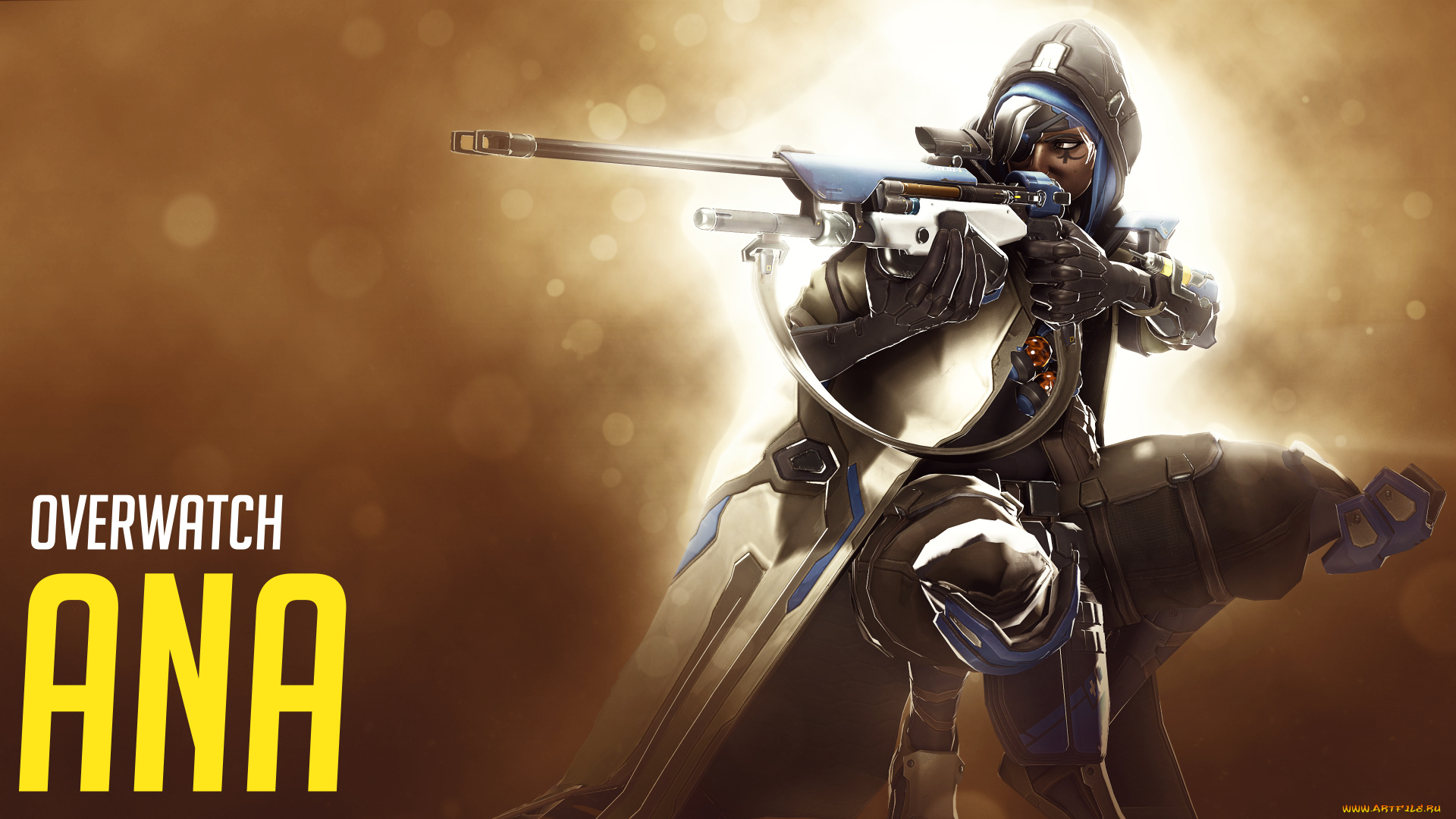 видео, игры, overwatch, фон, взгляд, оружие, девушка