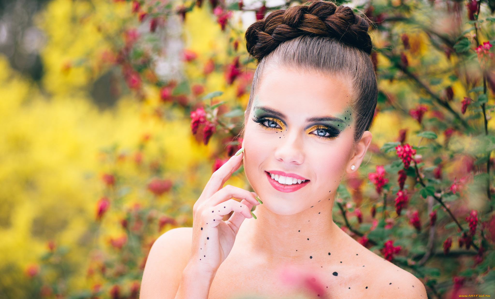 девушки, -unsort, , лица, , портреты, модель, wilma, фон, улыбка, лето, макияж, лицо