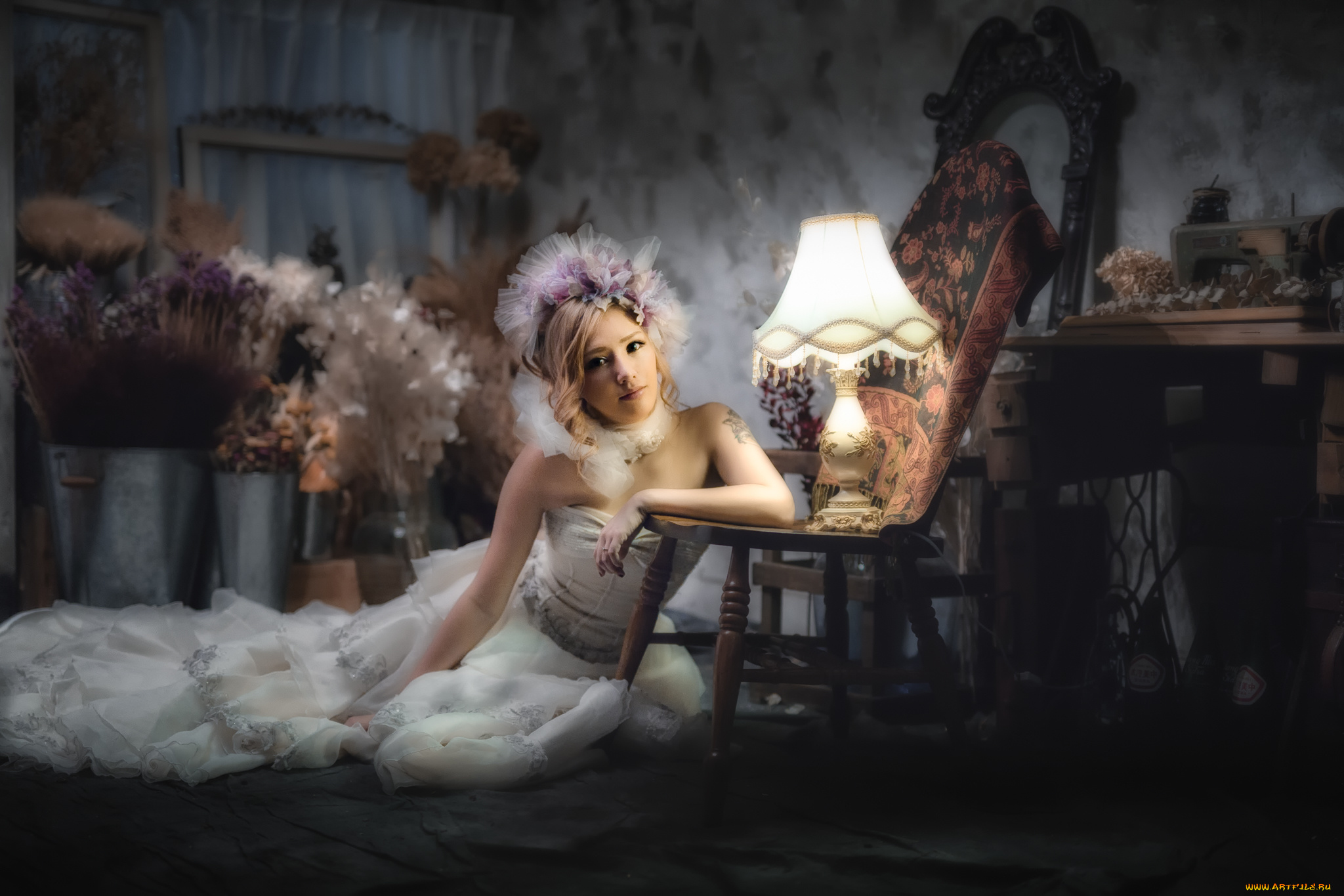 девушки, -unsort, , блондинки, взгляд, девушка, комната, платье