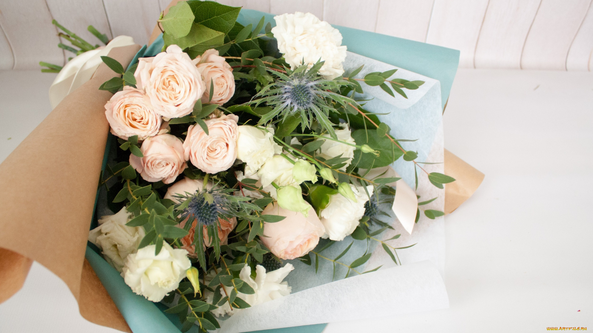 цветы, букеты, , композиции, букет, лента, зелень, розы