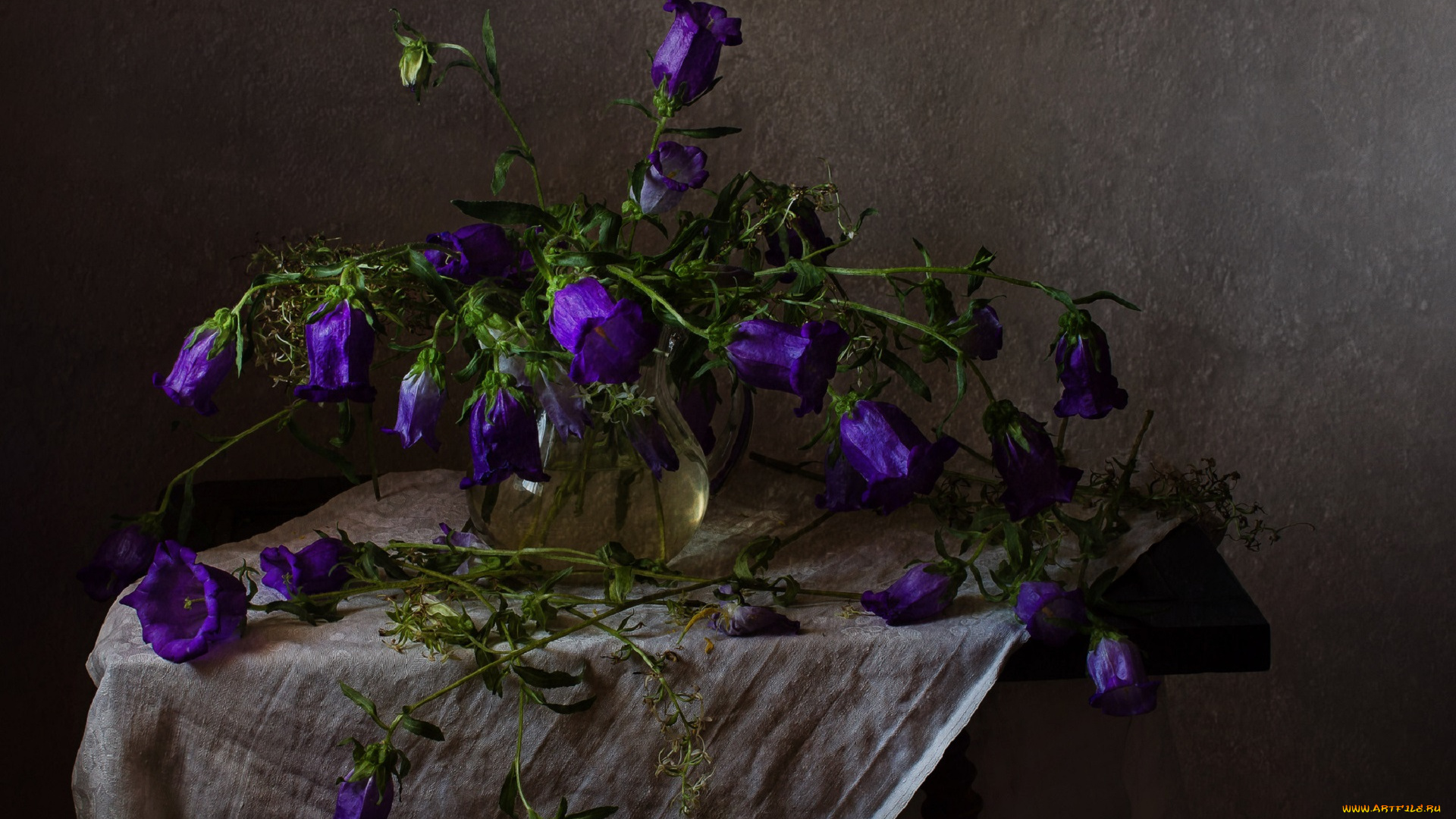 цветы, колокольчики, ваза, букет
