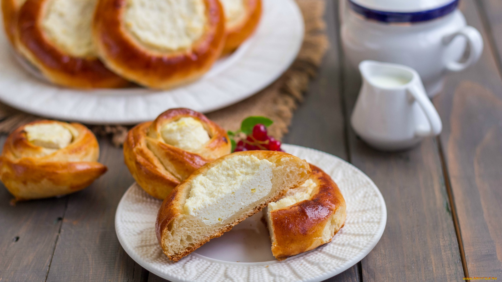 еда, хлеб, , выпечка, ватрушки, творог, выпечка