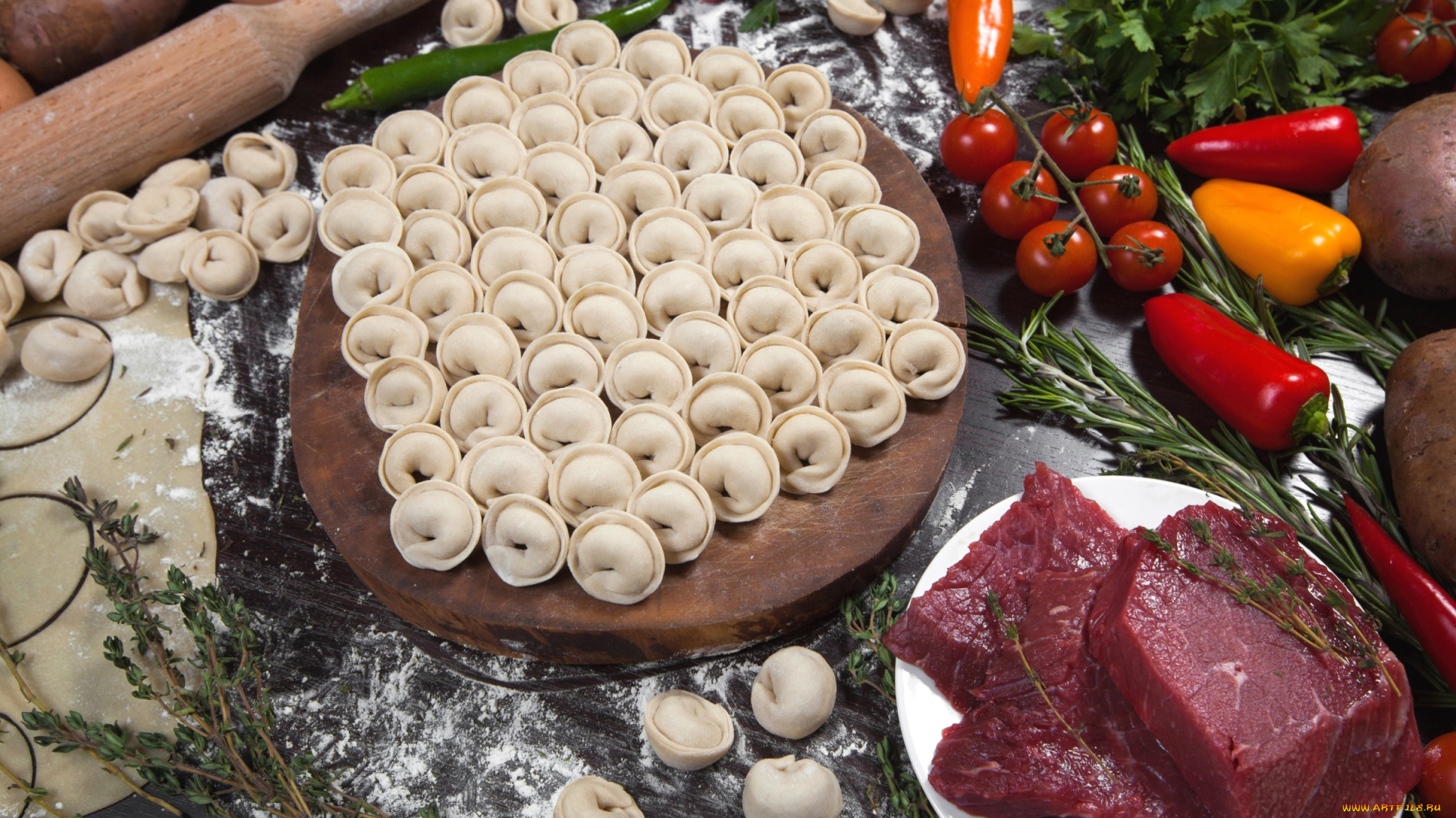 еда, пельмени, , манты, , вареники, перец, мясо, помидоры, овощи