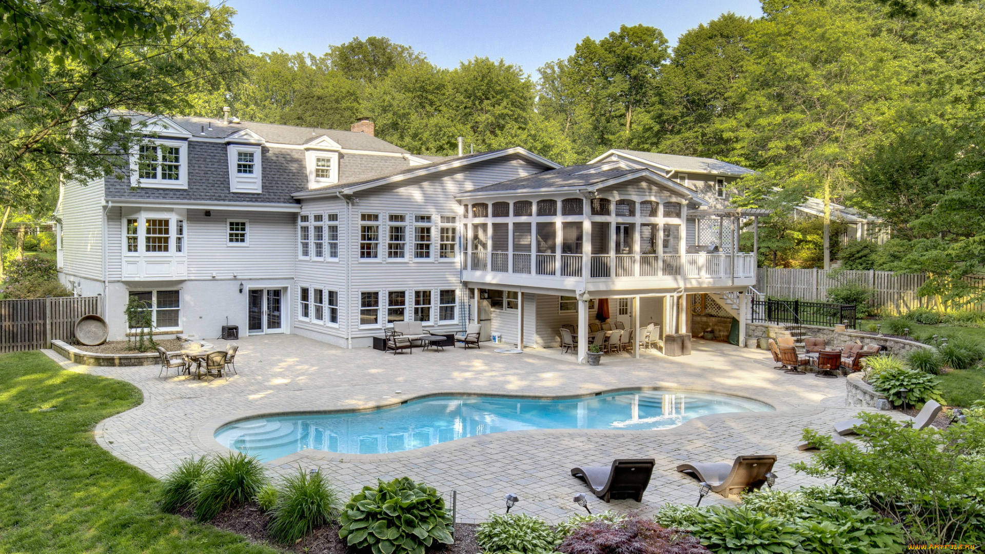 интерьер, бассейны, , открытые, площадки, дом, бассейн, особняк