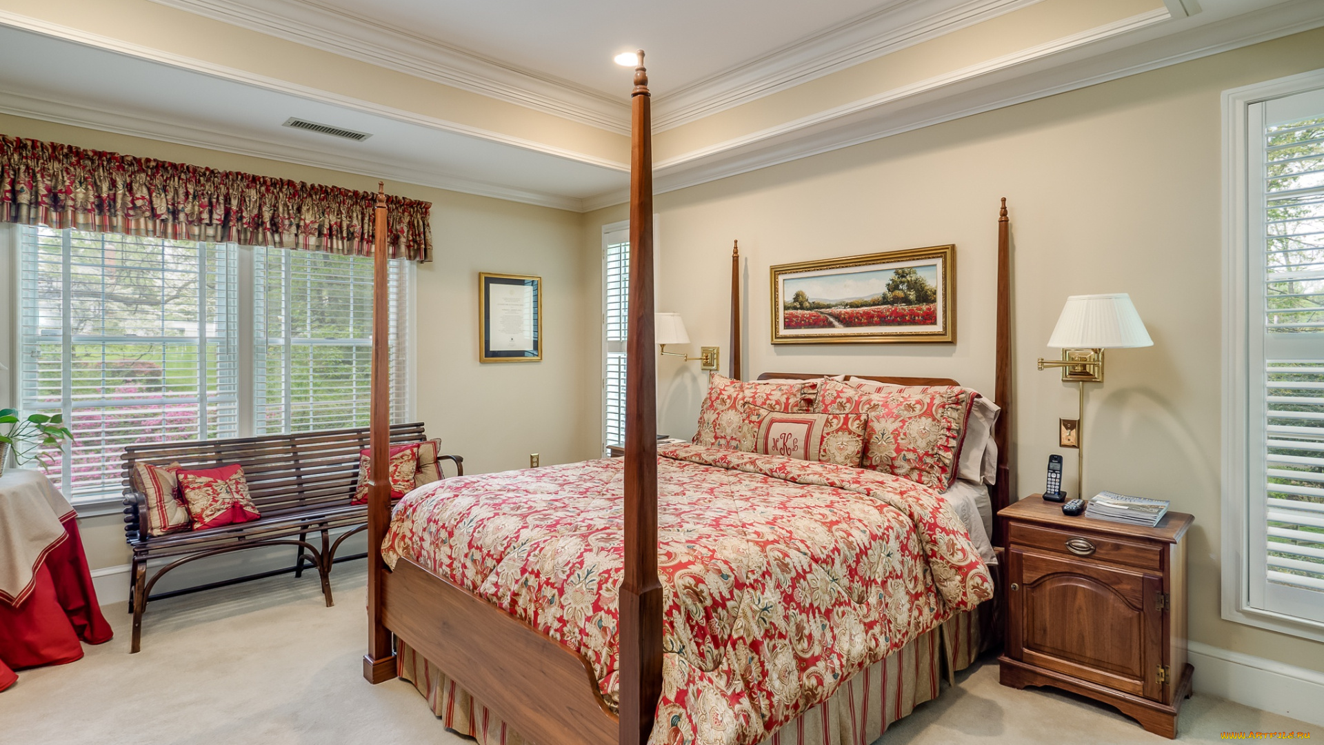 интерьер, спальня, диван, кровать, комод