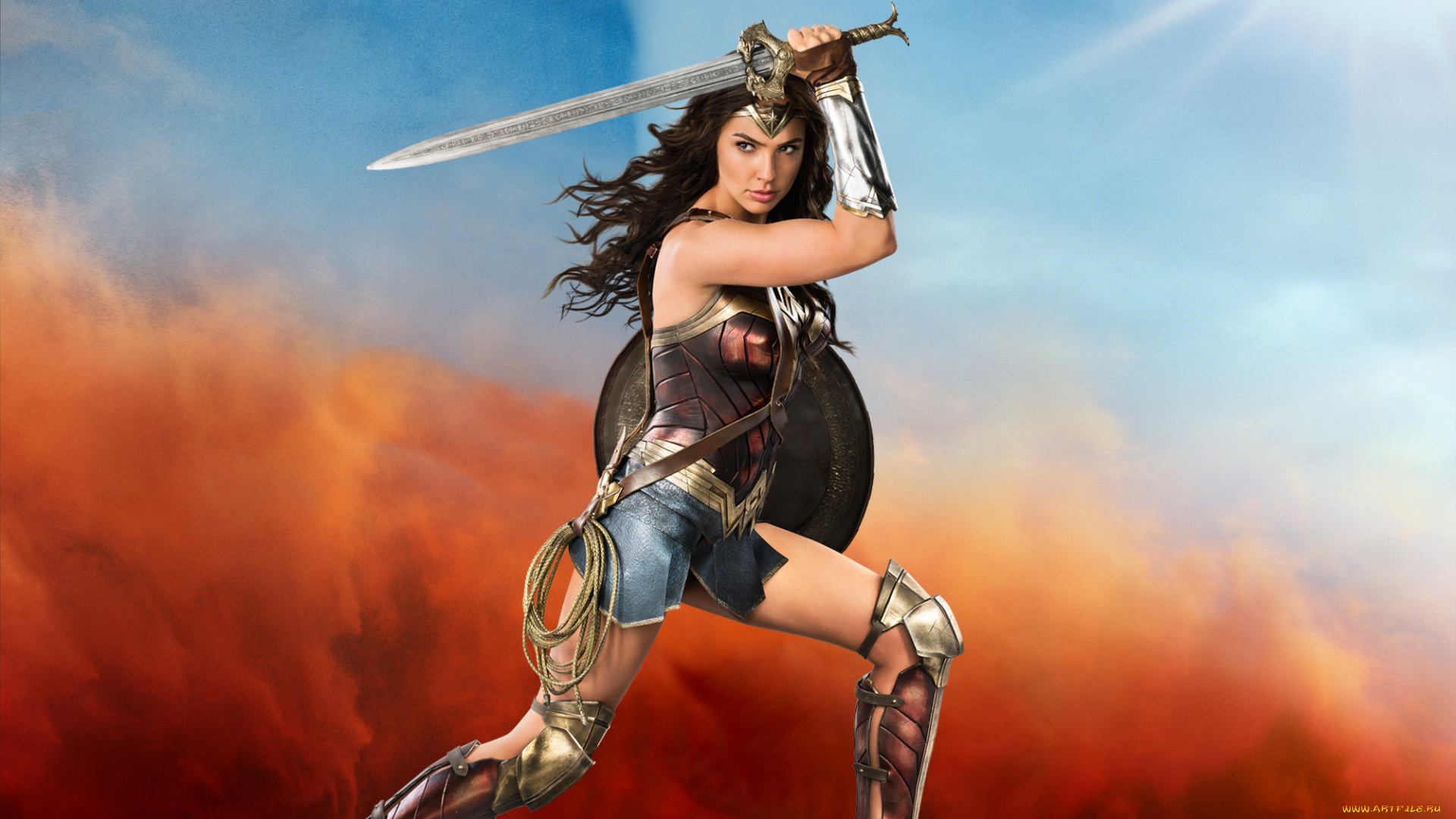 кино, фильмы, wonder, woman, девушка, фон, взгляд