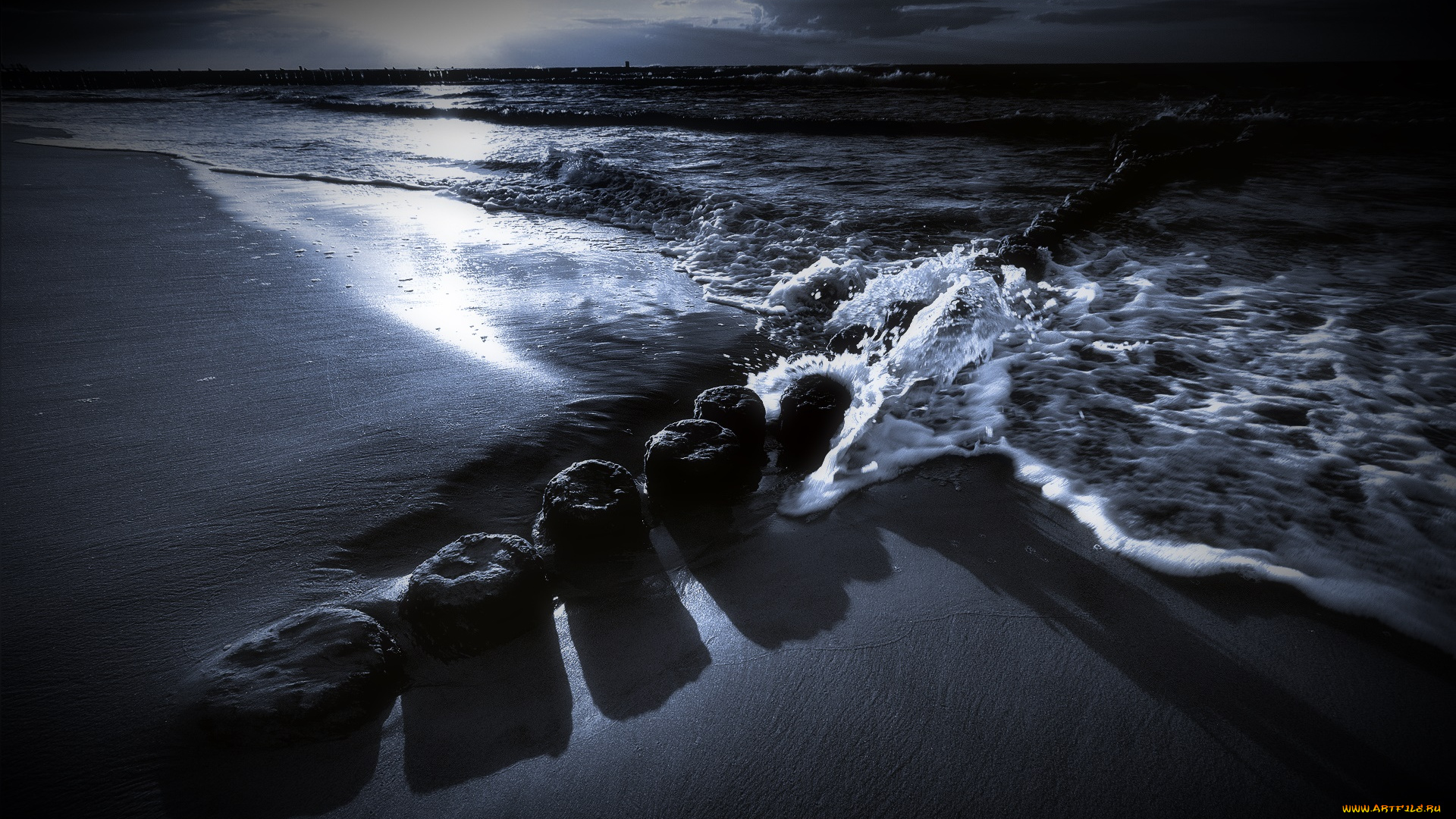 природа, побережье, море, камни