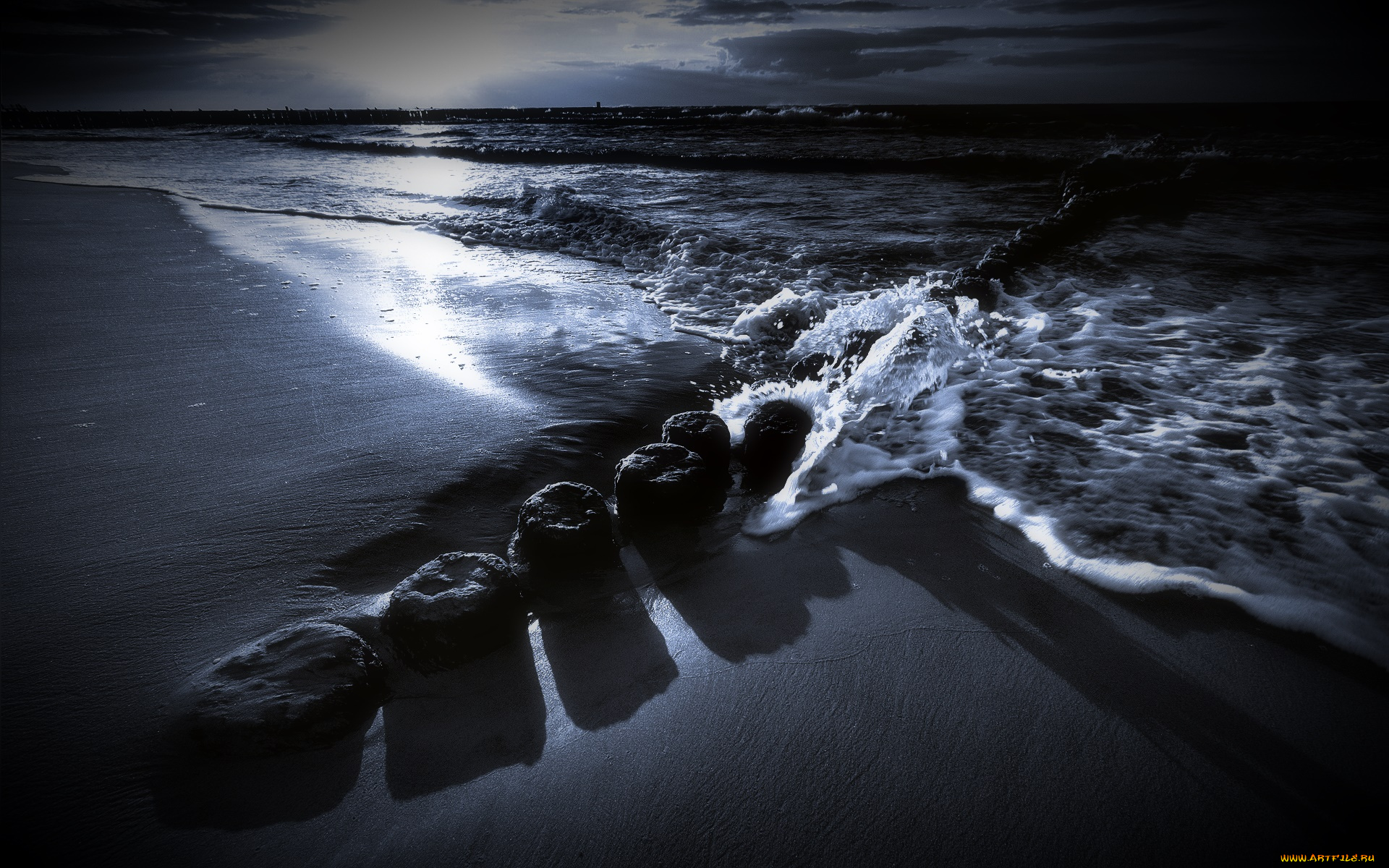 природа, побережье, море, камни