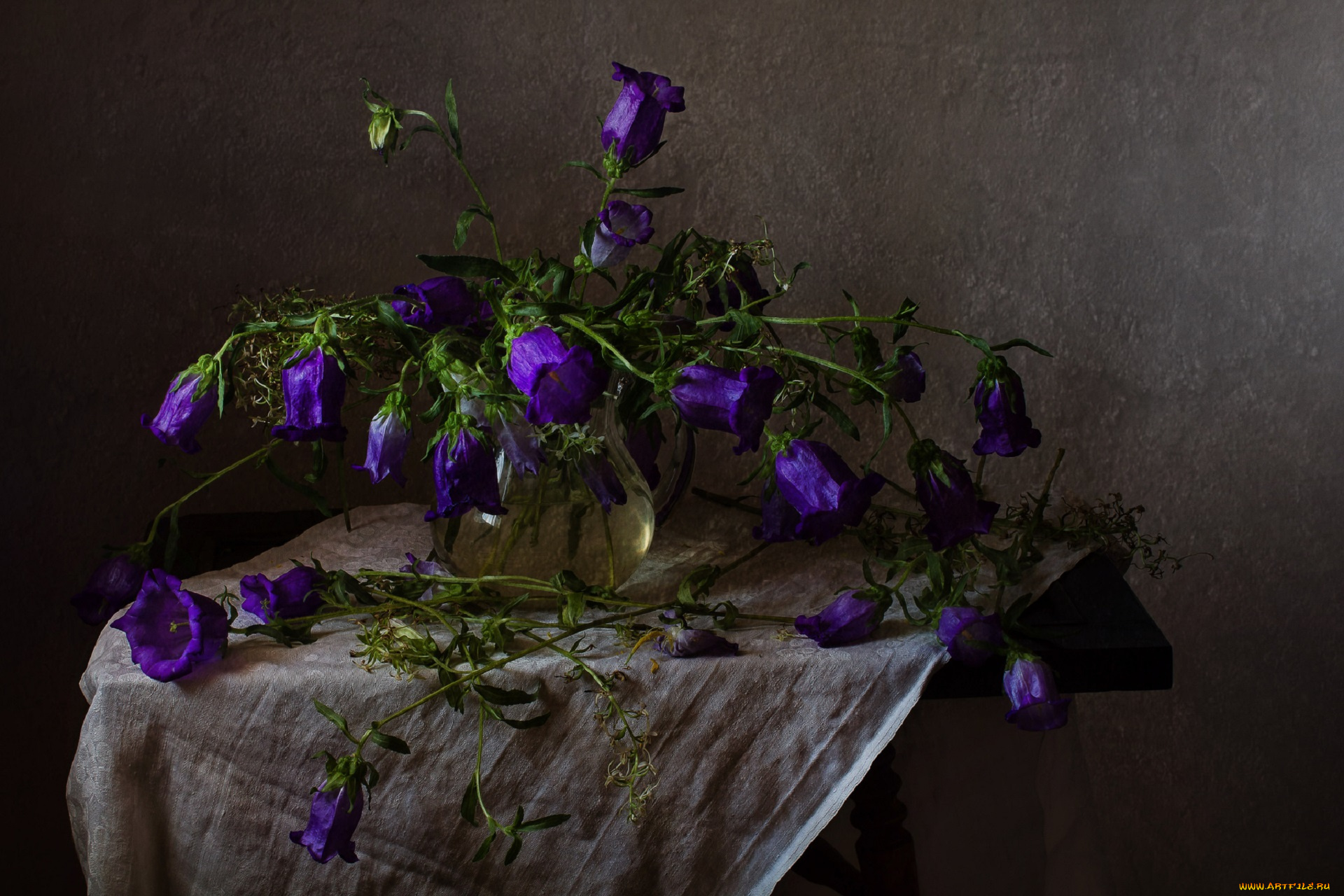 цветы, колокольчики, ваза, букет