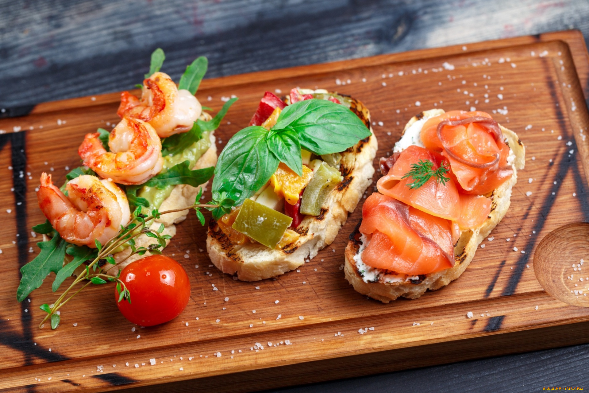 еда, бутерброды, , гамбургеры, , канапе, лосось, закуска, брускетта, креветки, зелень