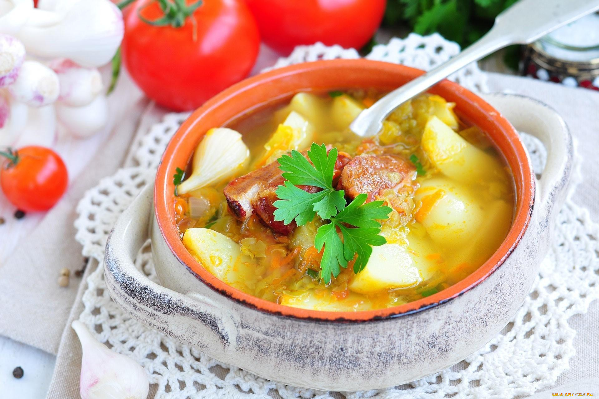 еда, первые, блюда, суп, миска, помидоры