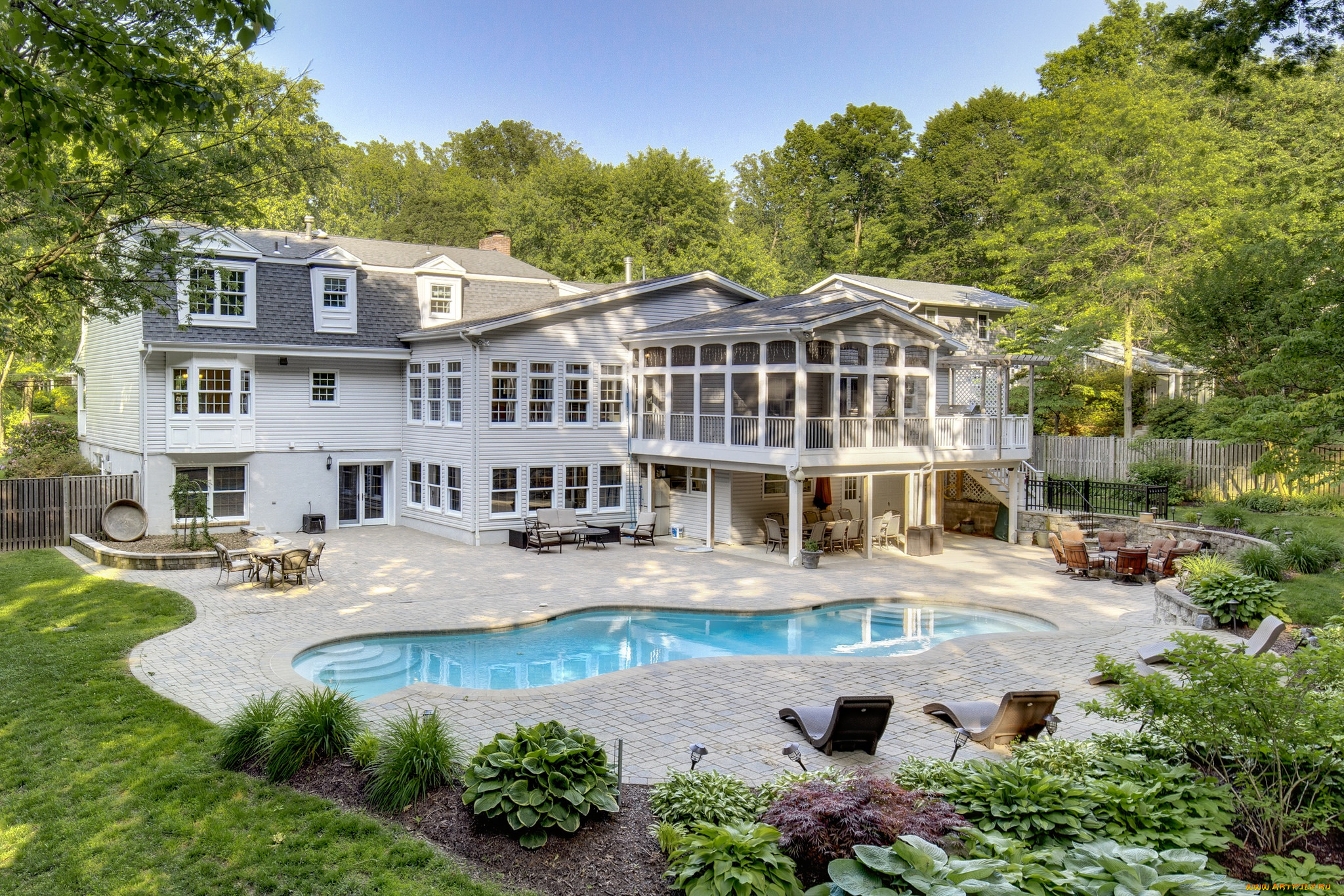 интерьер, бассейны, , открытые, площадки, дом, бассейн, особняк