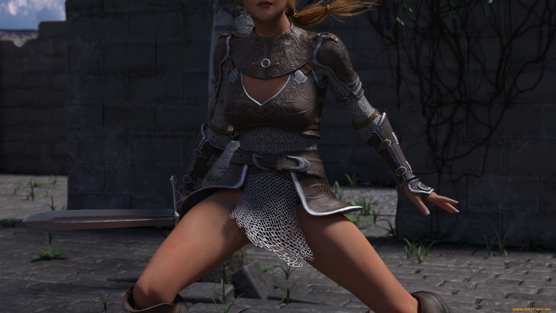 3д, графика, эльфы, , elves, взгляд, фон, эльфийка