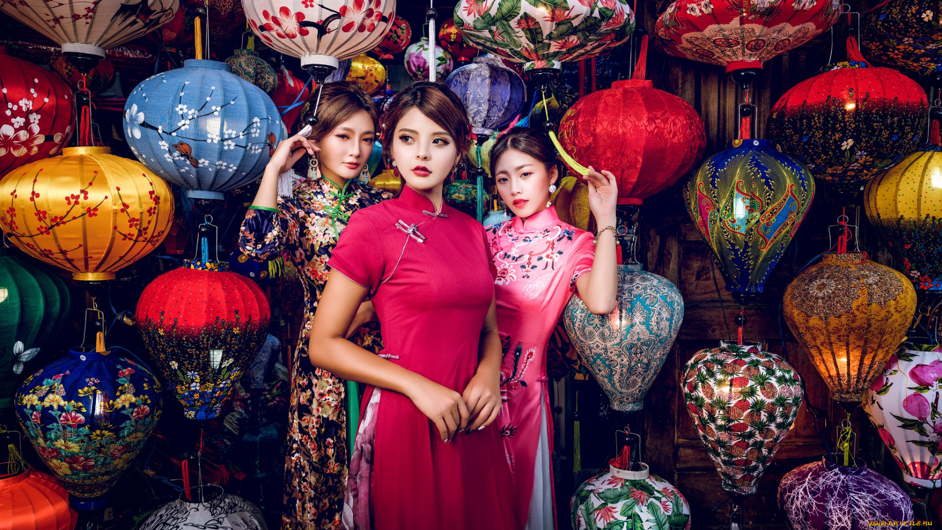 девушки, -unsort, , азиатки, макияж, три, wallhaven, asian, украшения, women