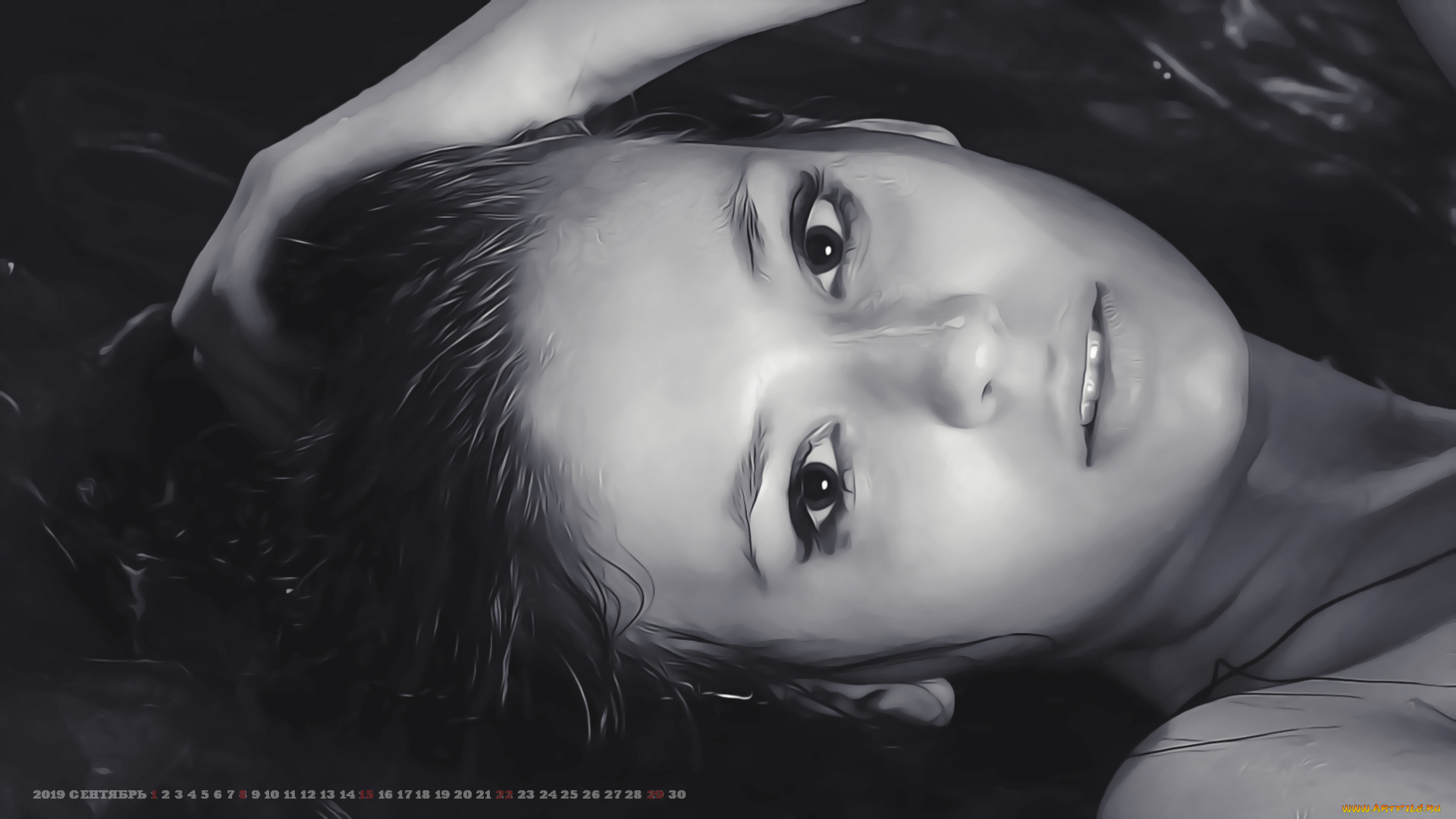 календари, компьютерный, дизайн, лицо, женщина, calendar, 2019, взгляд, девушка