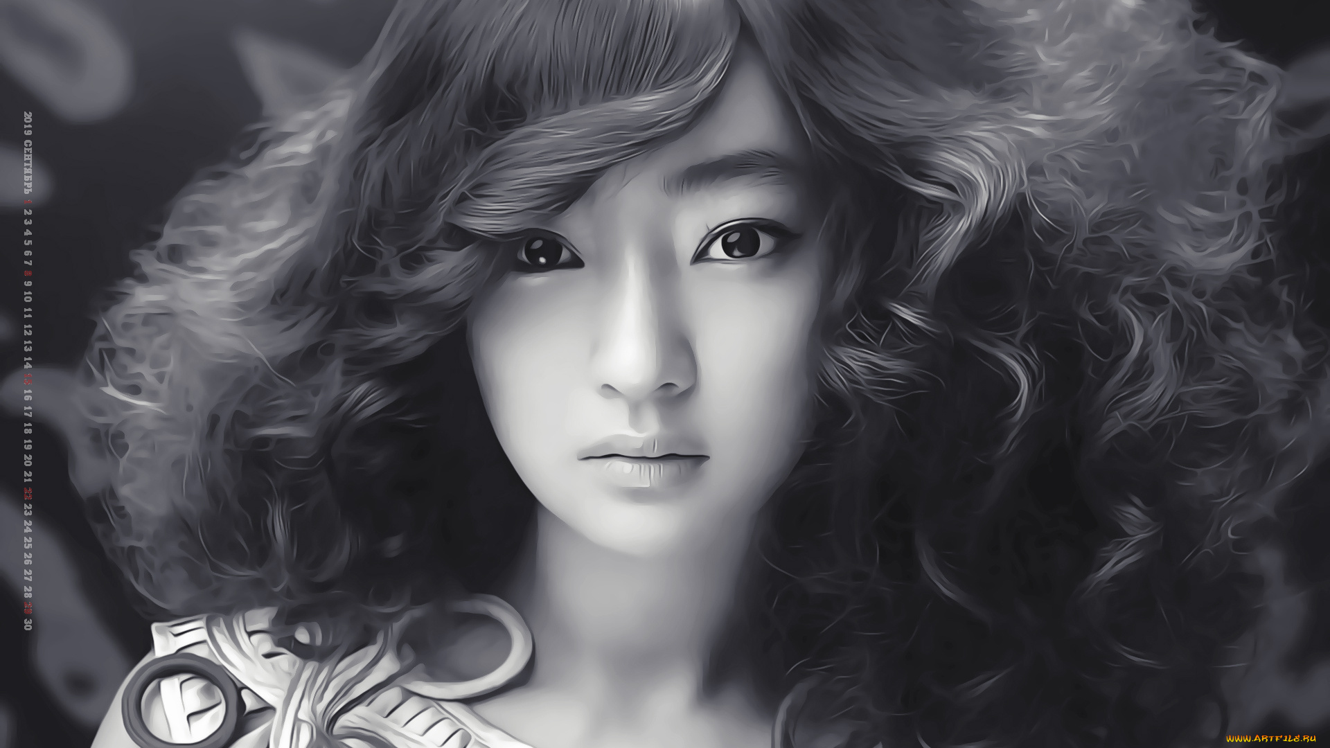 календари, компьютерный, дизайн, взгляд, лицо, девушка, женщина, calendar, 2019, азиатка