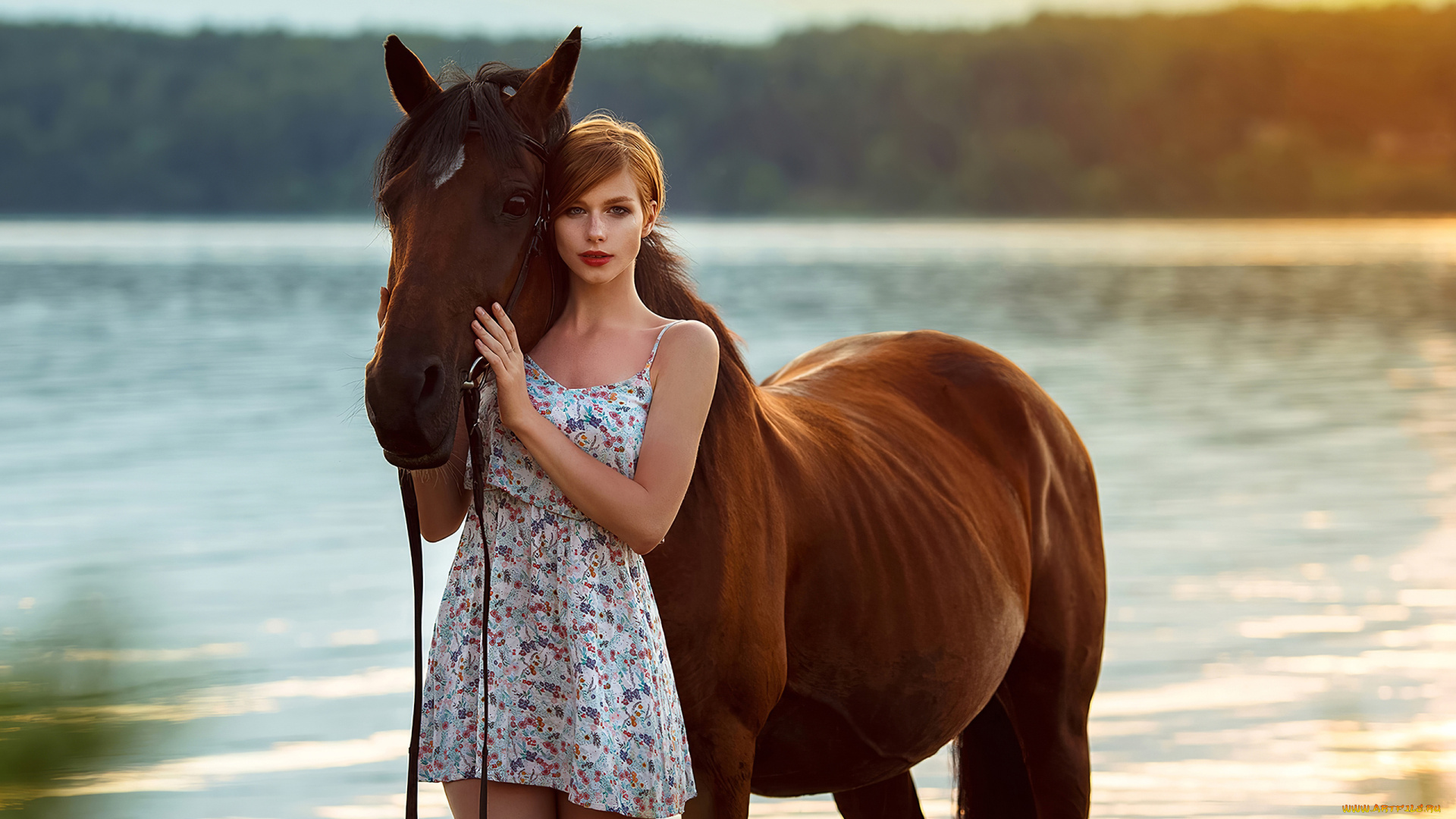 анастасия, жилина, девушки, анастасия, жилина, лошадь, конь, река, берег, вода, природа, девушка, модель, рыжеволосая, красавица, красотка, стройная, сексуальная, знойная, жгучая, взгляд, макияж, поза