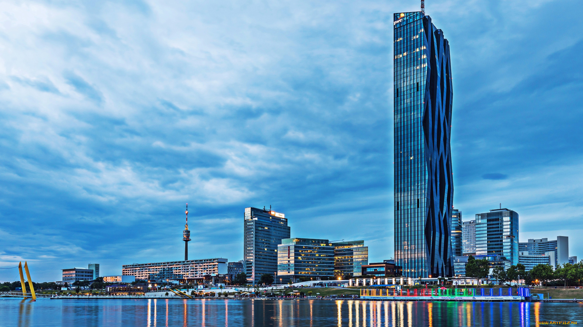 города, вена, , австрия, dc, towers, 4к, река, дунай, небоскребы, вена, европа