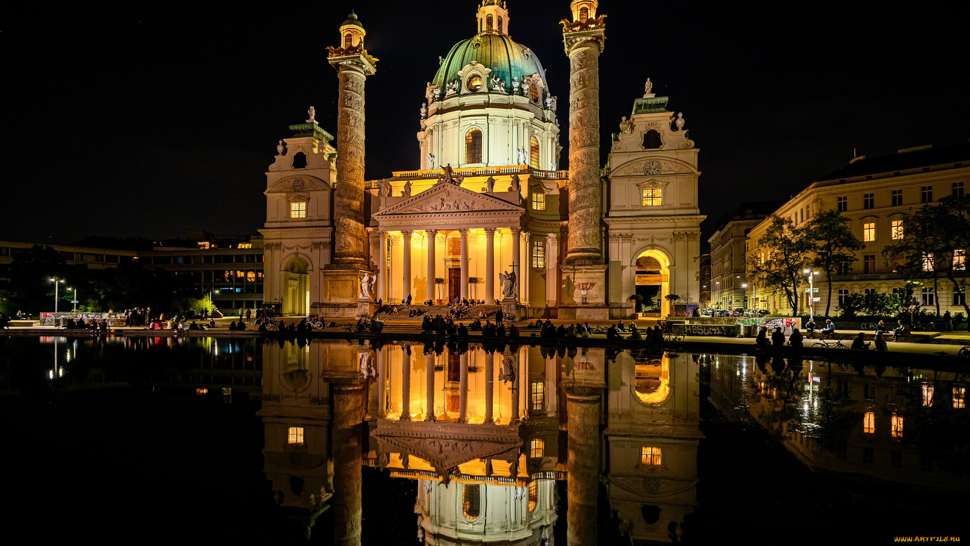 karlskirche, saint, charles, church, города, вена, , австрия, saint, charles, church