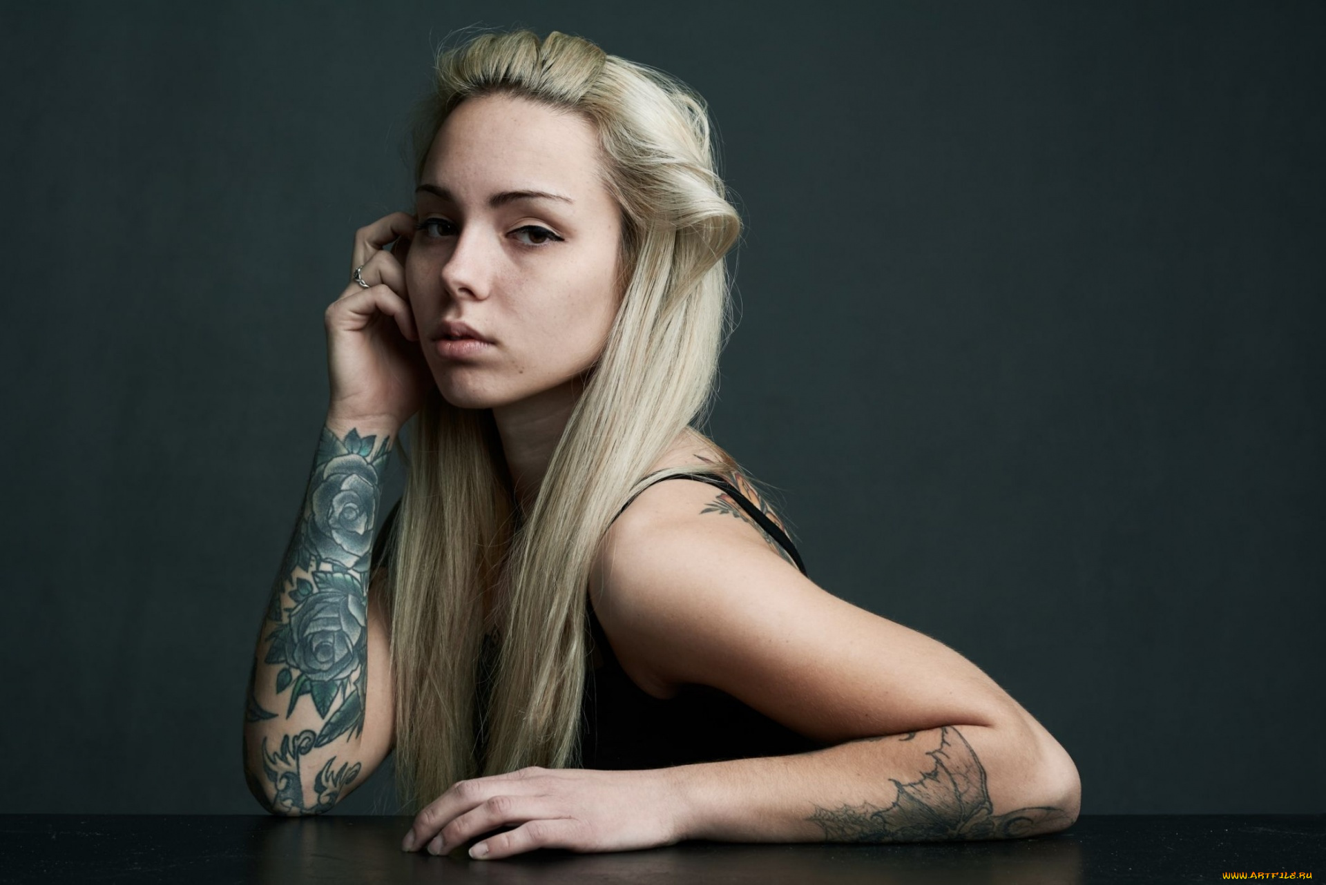 девушки, -, блондинки, , светловолосые, тату, поза