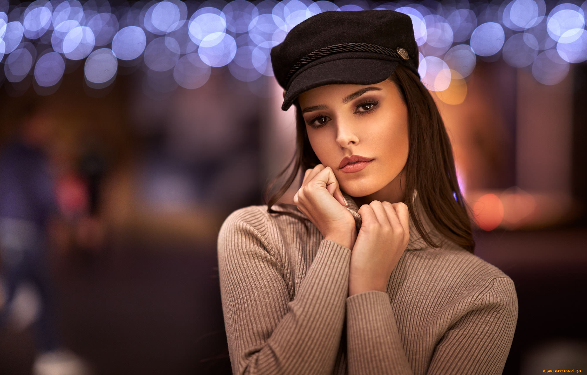 девушки, -, лица, , портреты, девушка, модель, шатенка, поза, взгляд, лицо, портрет, красотка, шляпа, kanita