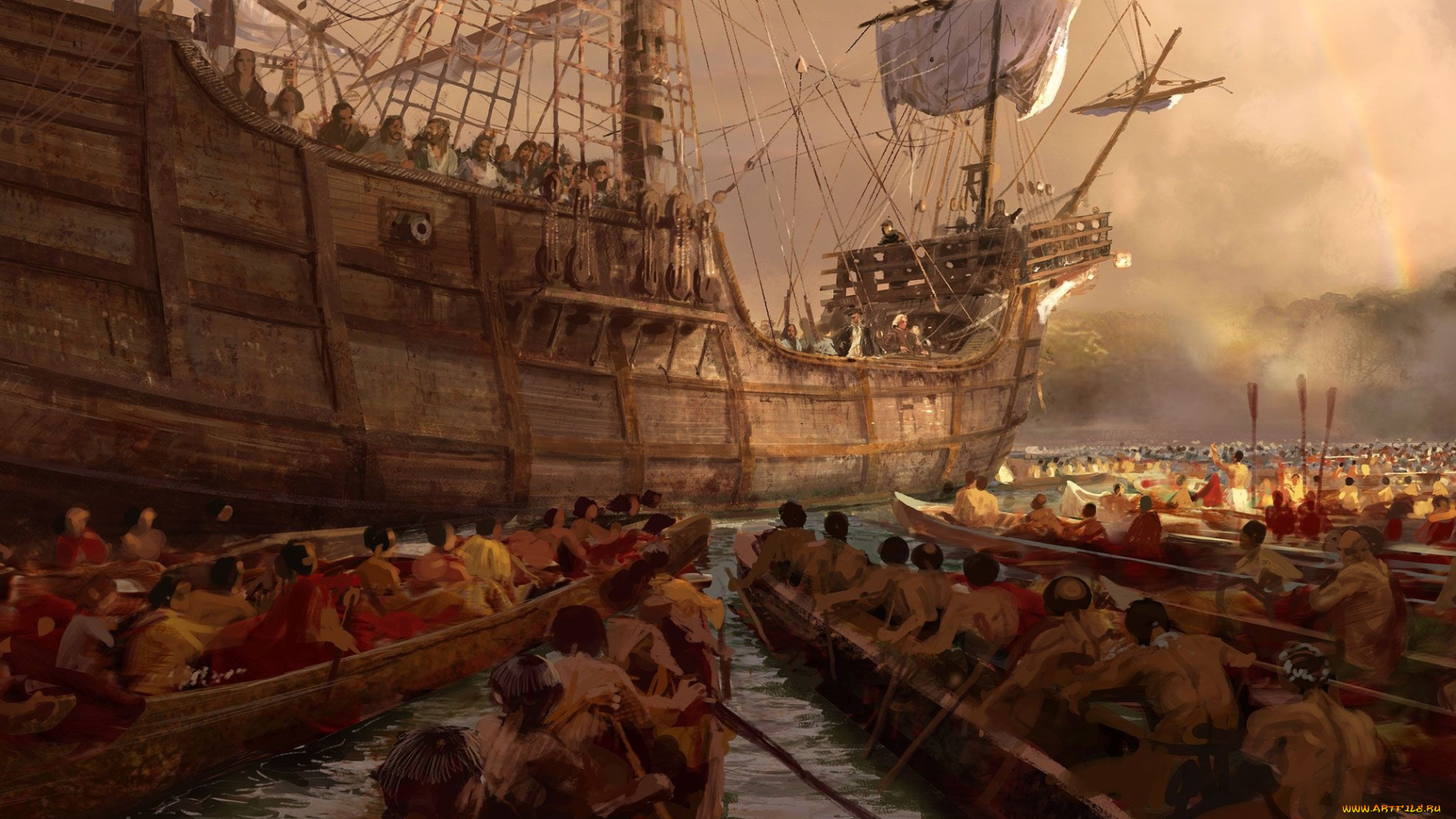 видео, игры, age, of, empires, iii, , the, warchiefs, корабль, лодки