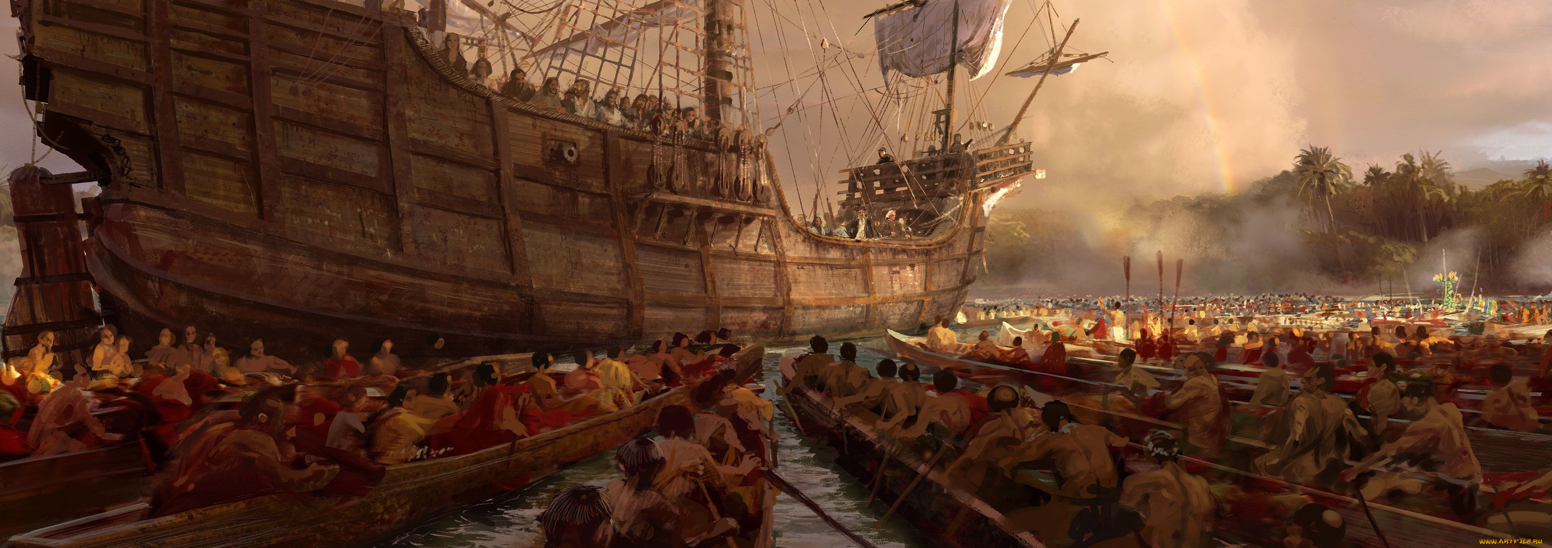 видео, игры, age, of, empires, iii, , the, warchiefs, корабль, лодки